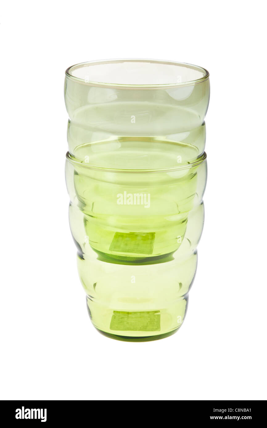 Green tinted tumbler glasses Stock Photo Alamy