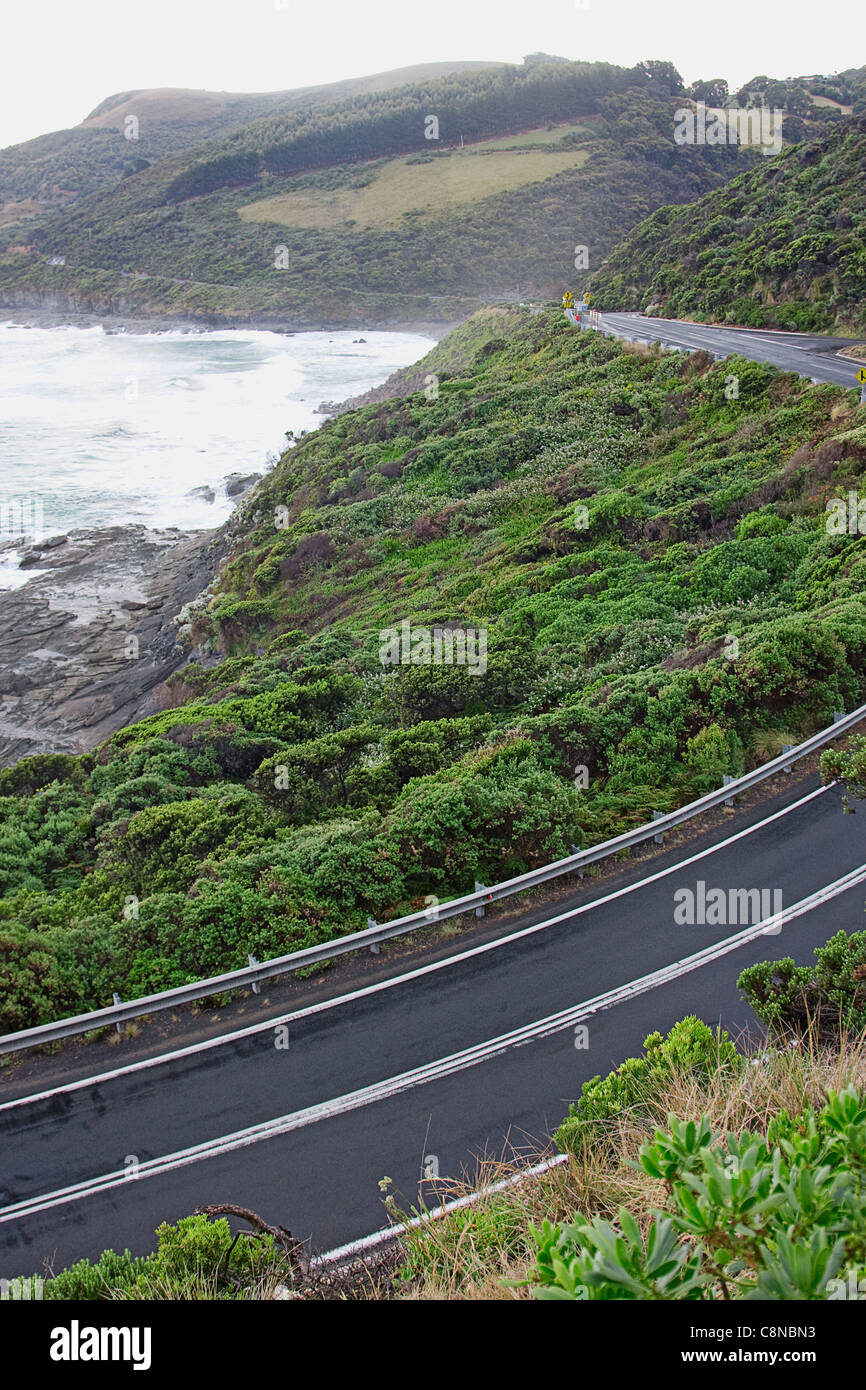 Australia, Victoria, Great Ocean Road, Curve in the road near Apollo Bay Stock Photo