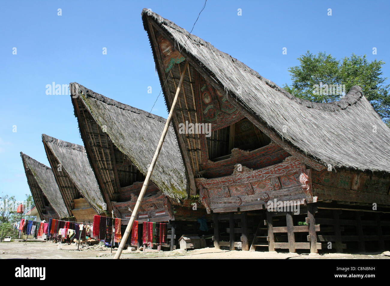 Traditional Batak Ulos Weaving Village, Samosir Island, Lake Toba, Sumatra Stock Photo