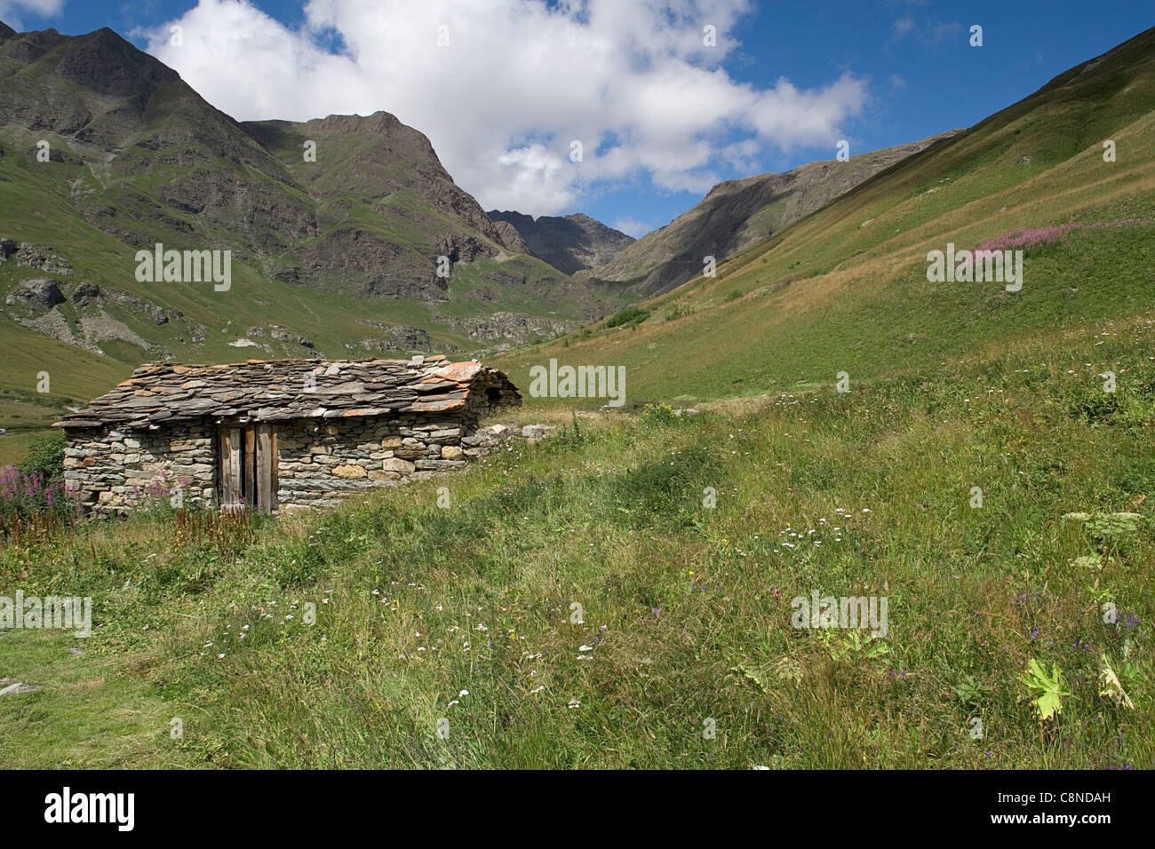 France, Savoie, Col d'Iseran shepherd's hut Stock Photo
