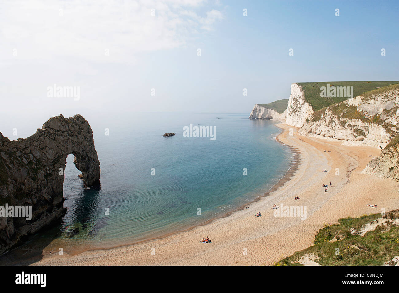 Great Britain, England, Dorset, Durdle Door, View of beach and cliffs Stock Photo