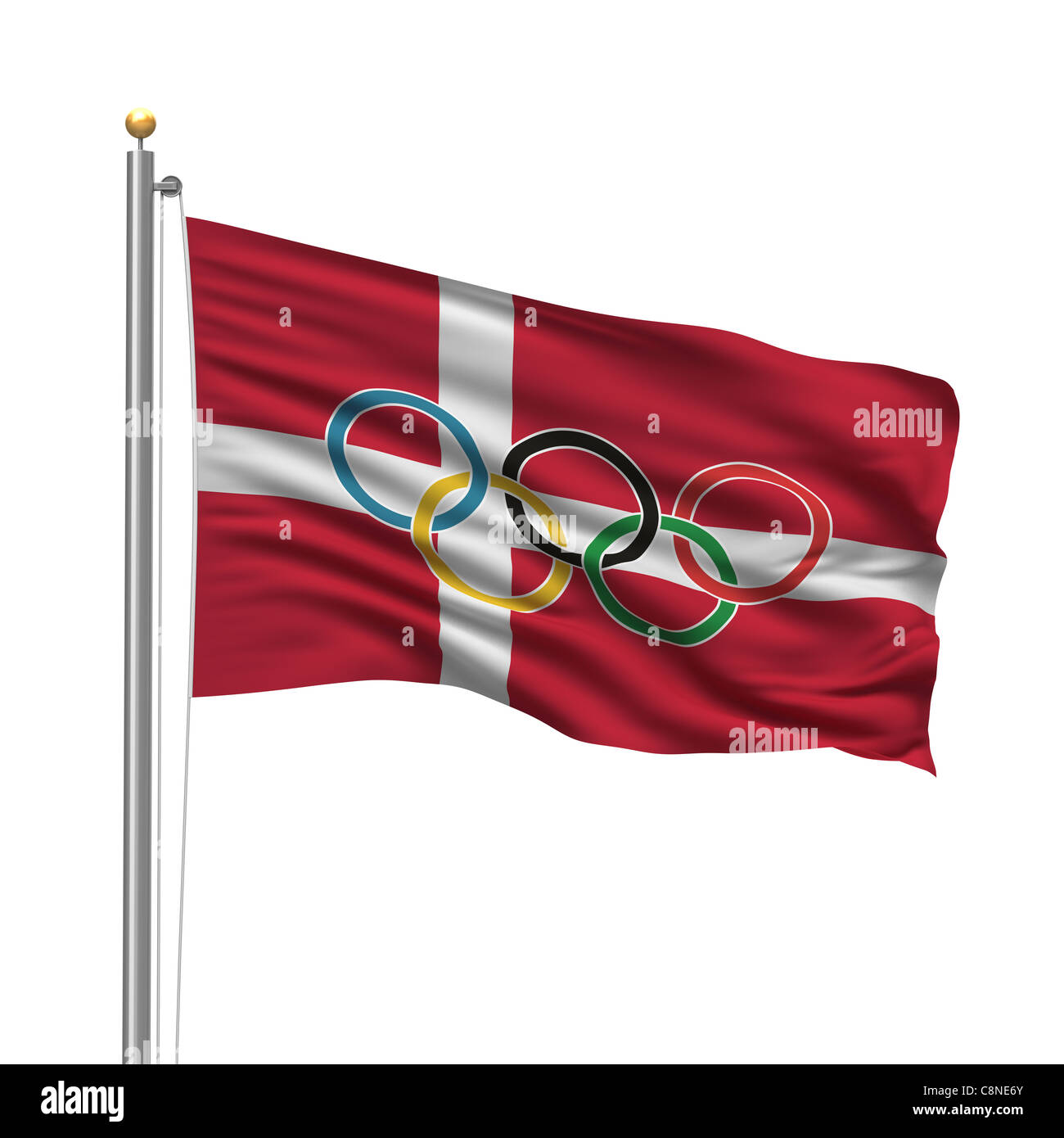 Flag of Denmark with Olympic rings Stock Photo Alamy