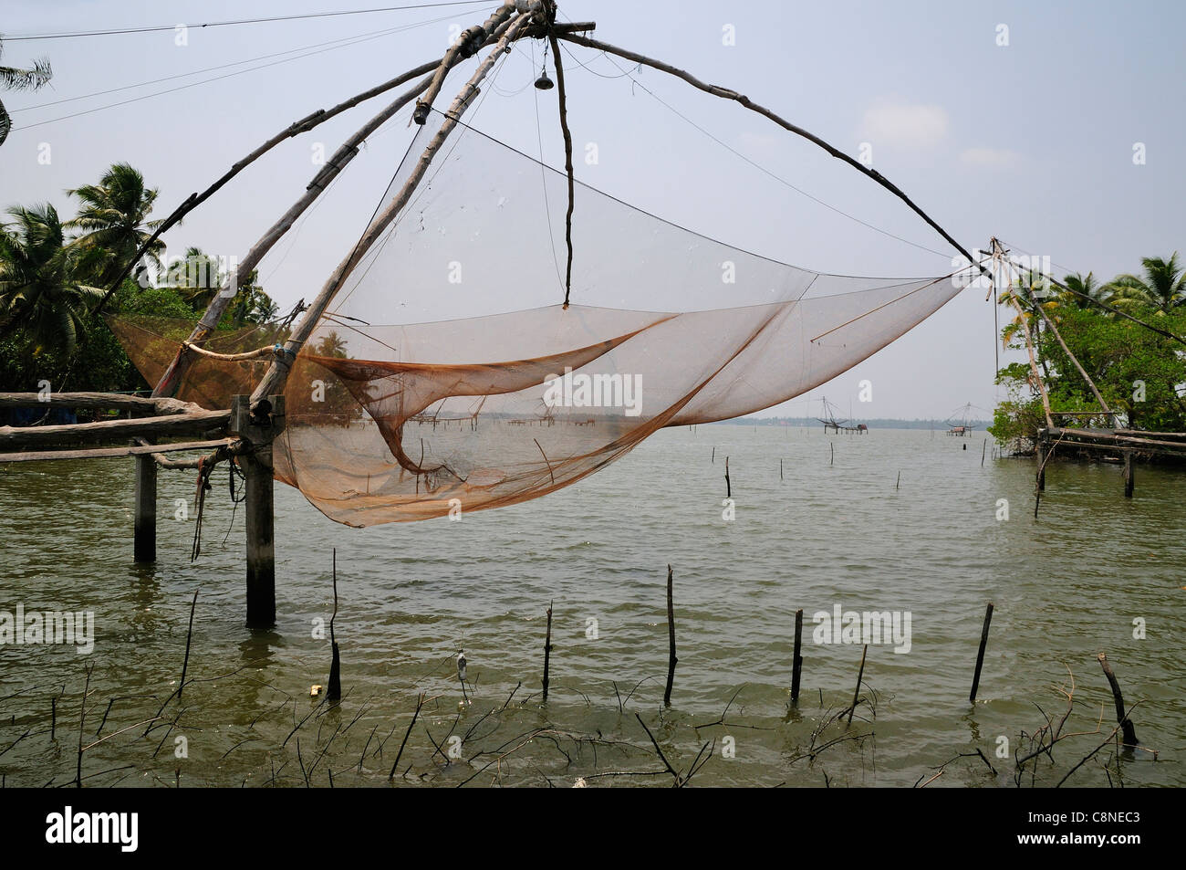 Chinese fishing nets (Cheena vala) on a tidal lake near Fort Kochi ( Cochin  ) showing the cantilever nets, Kerala, India Stock Photo - Alamy