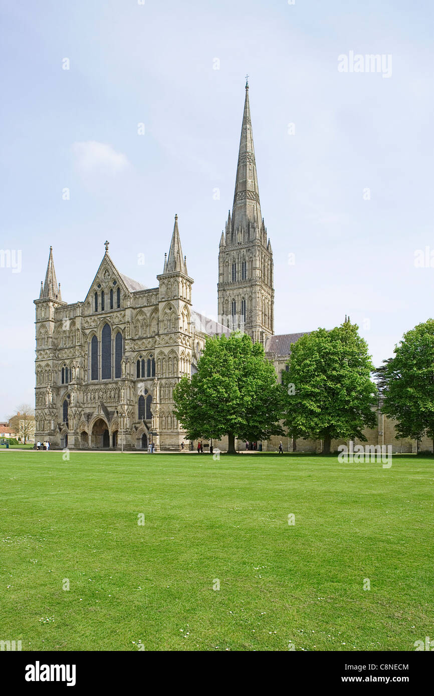 Great Britain, England, Wiltshire, Salisbury, Salisbury Cathedral, View from the Cathedral Close Stock Photo