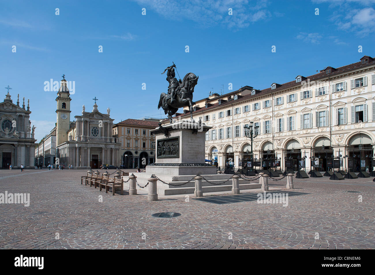Italy, Piemonte, Turin, Piazza San Carlo, equestrian statue of Duke Emanuele Filiberto of Savoy Stock Photo