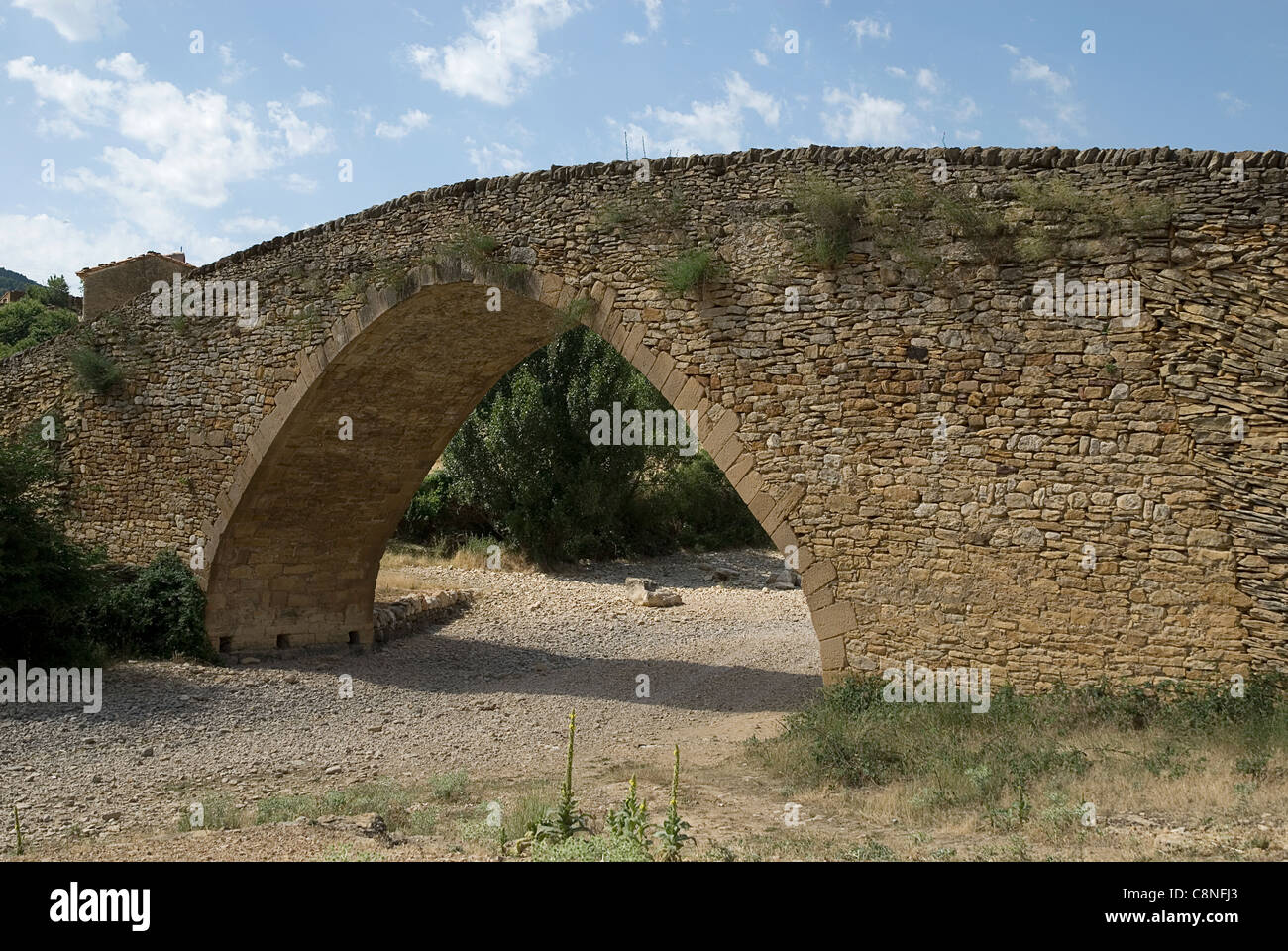 Spain, Maestrazgo, Puente de Pobleta, Old stone bridge Stock Photo