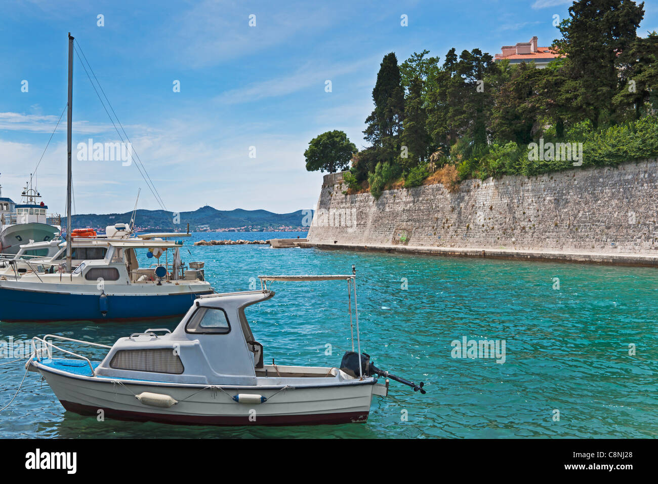 City Fortification with the small harbor Fosa, Zadar, Dalmatia, Croatia, Europe Stock Photo
