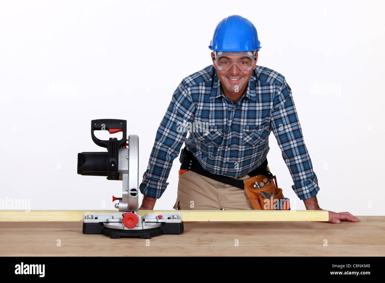 Man with circular saw Stock Photo - Alamy