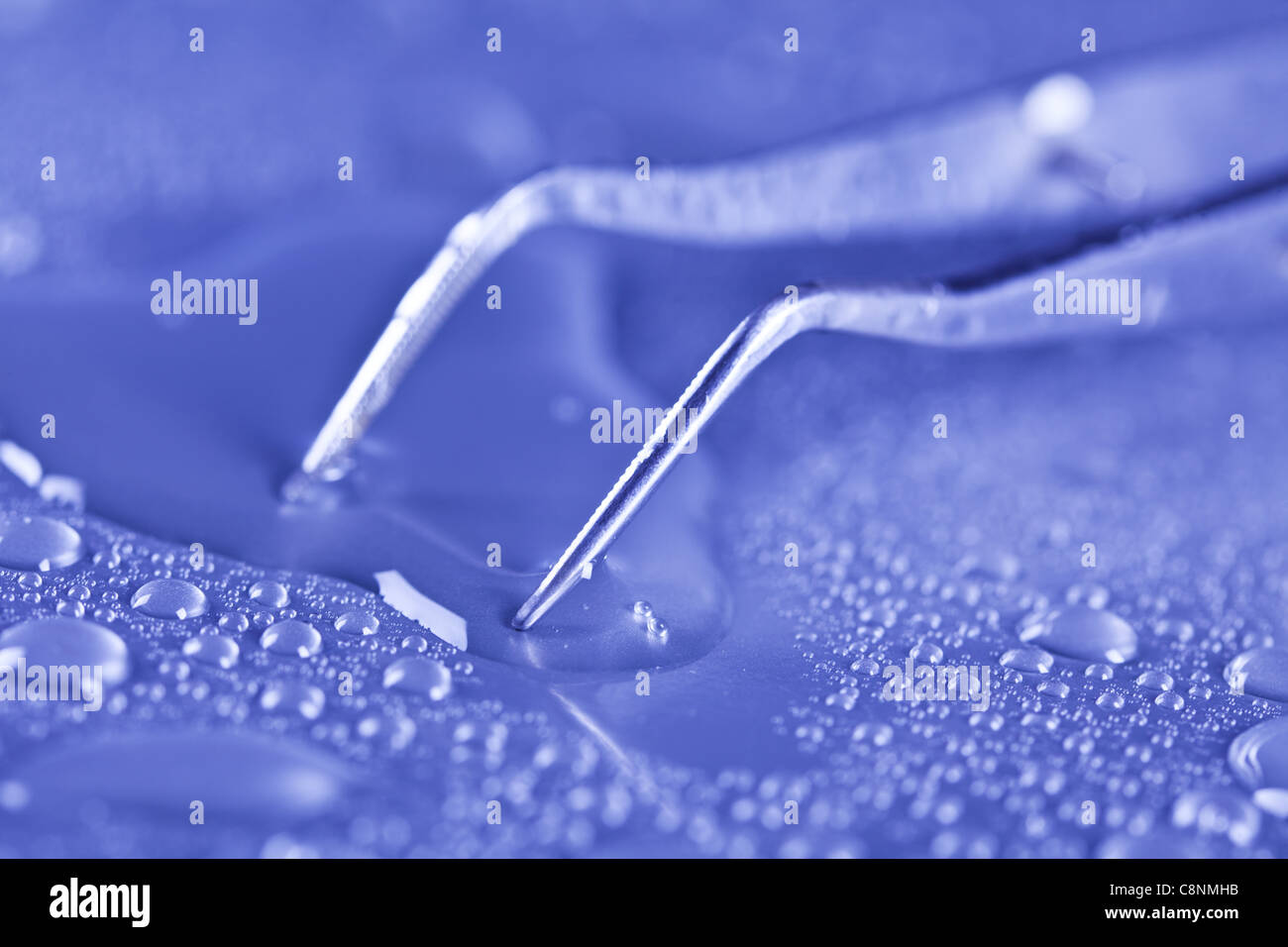ice cubes and water drops on the blue background Stock Photo - Alamy