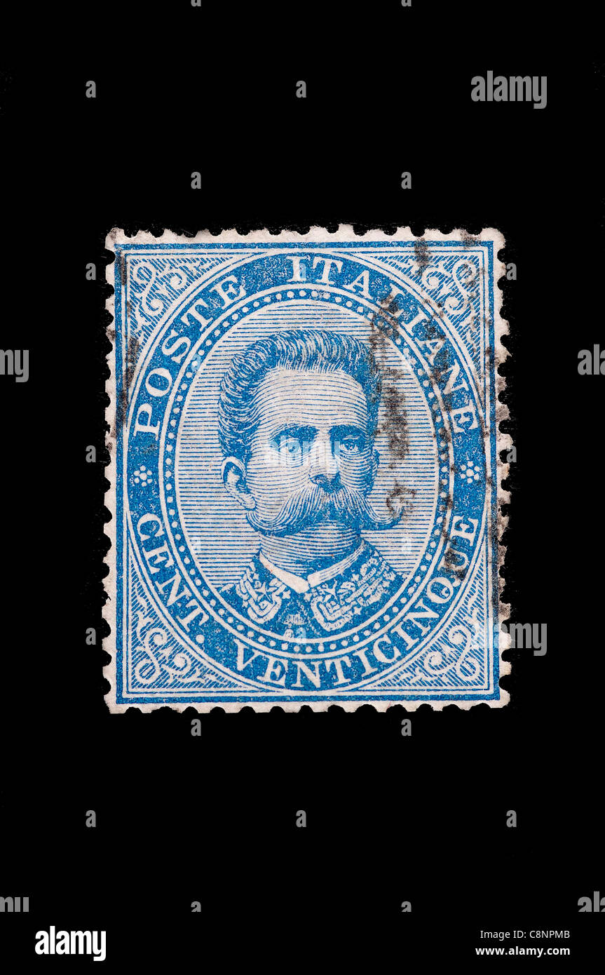the King Umberto I in an old italian Kingdom stamp Stock Photo