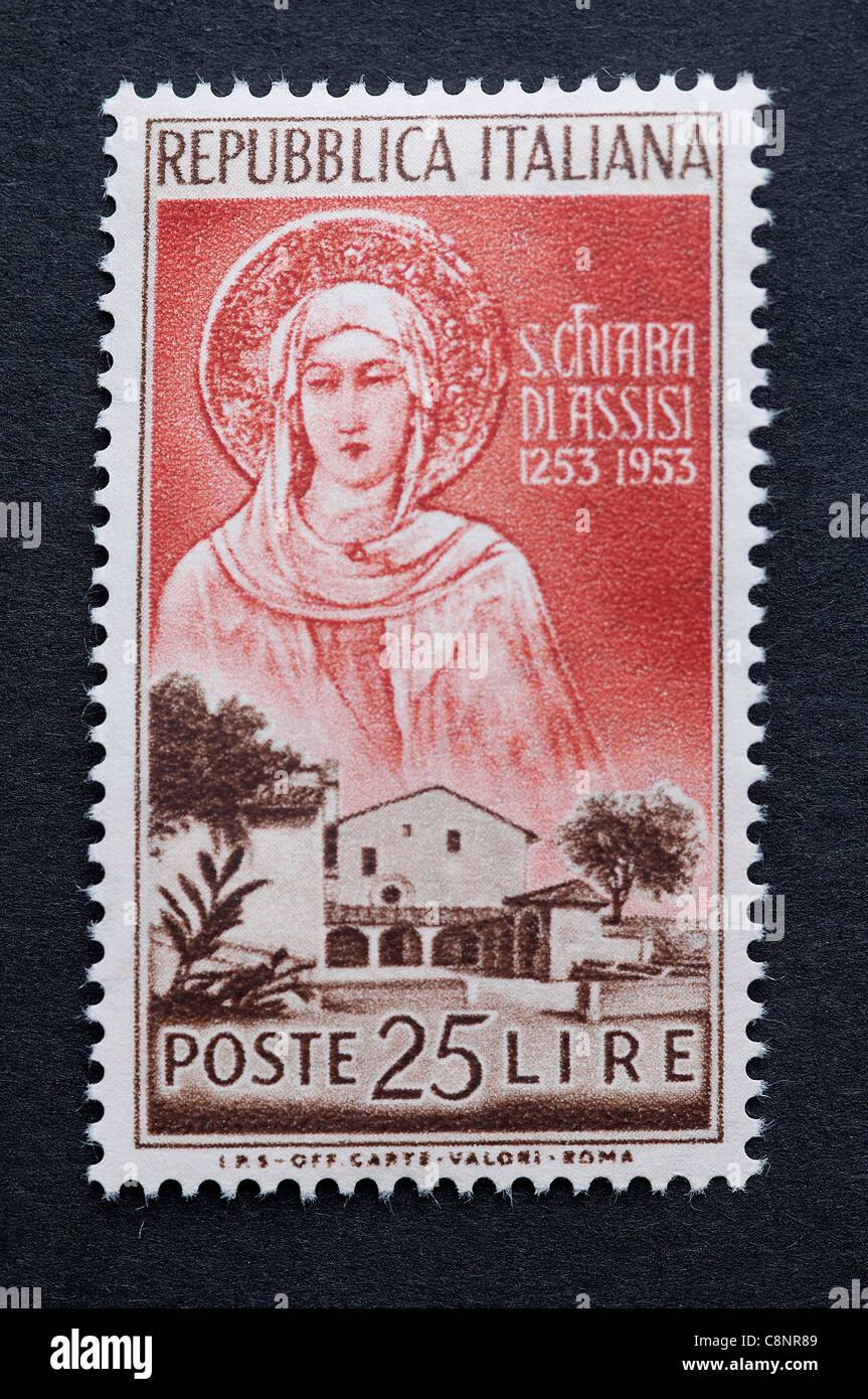S. Chiara from Assisi in an italian stamp Stock Photo - Alamy