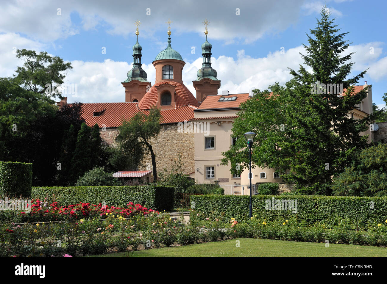 Sv Vavrinec, St. Lawrence's Church, Petrin Mala Strana Prague Czech Republic. Located in a wooded park reached by funicular rail Stock Photo