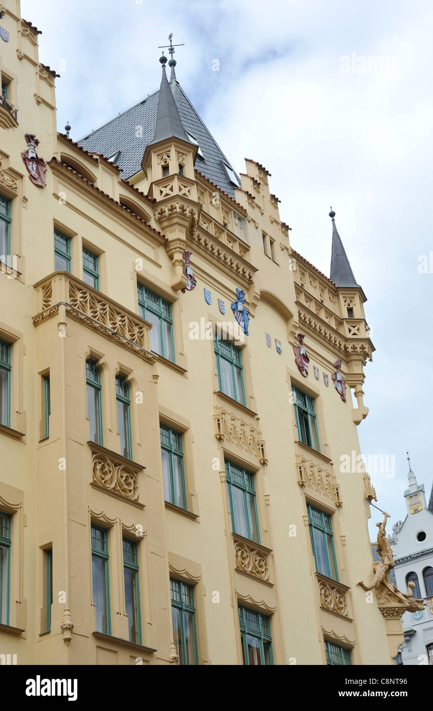 Prague Architecture with Art Nouveau details Czech Republic Stock Photo ...
