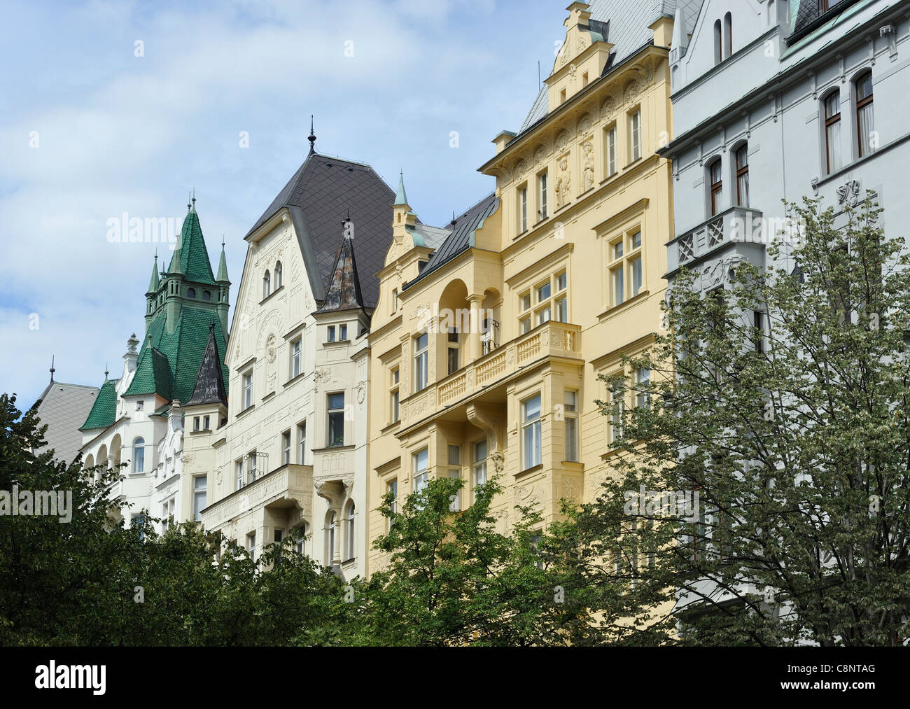 Prague Architecture with Art Nouveau details Czech Republic Stock Photo