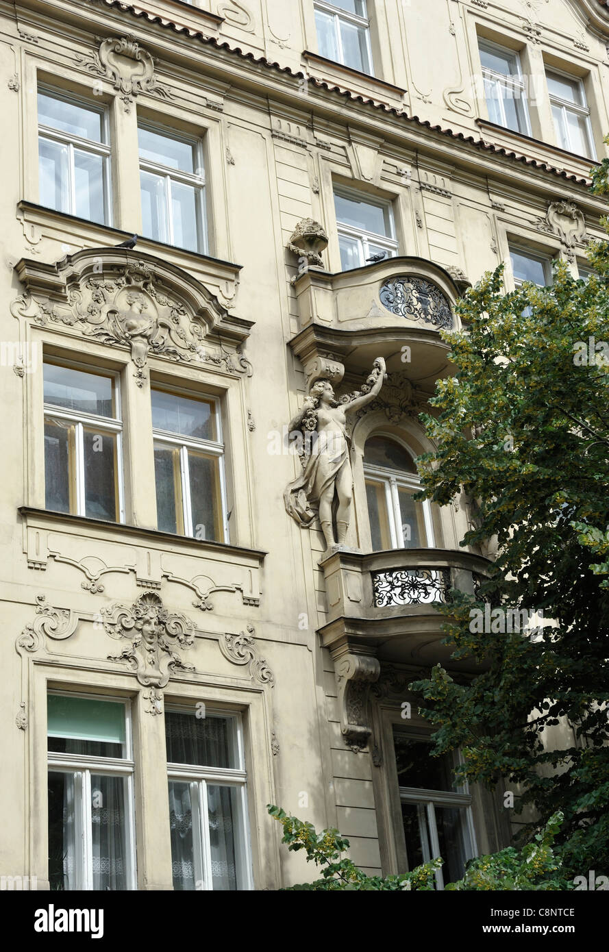 Prague Architecture with Art Nouveau details Czech Republic Stock Photo ...