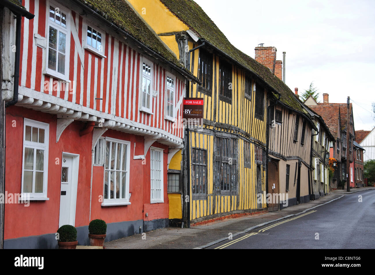 Halftimbered medieval cottages, Water Street, Lavenham, Suffolk