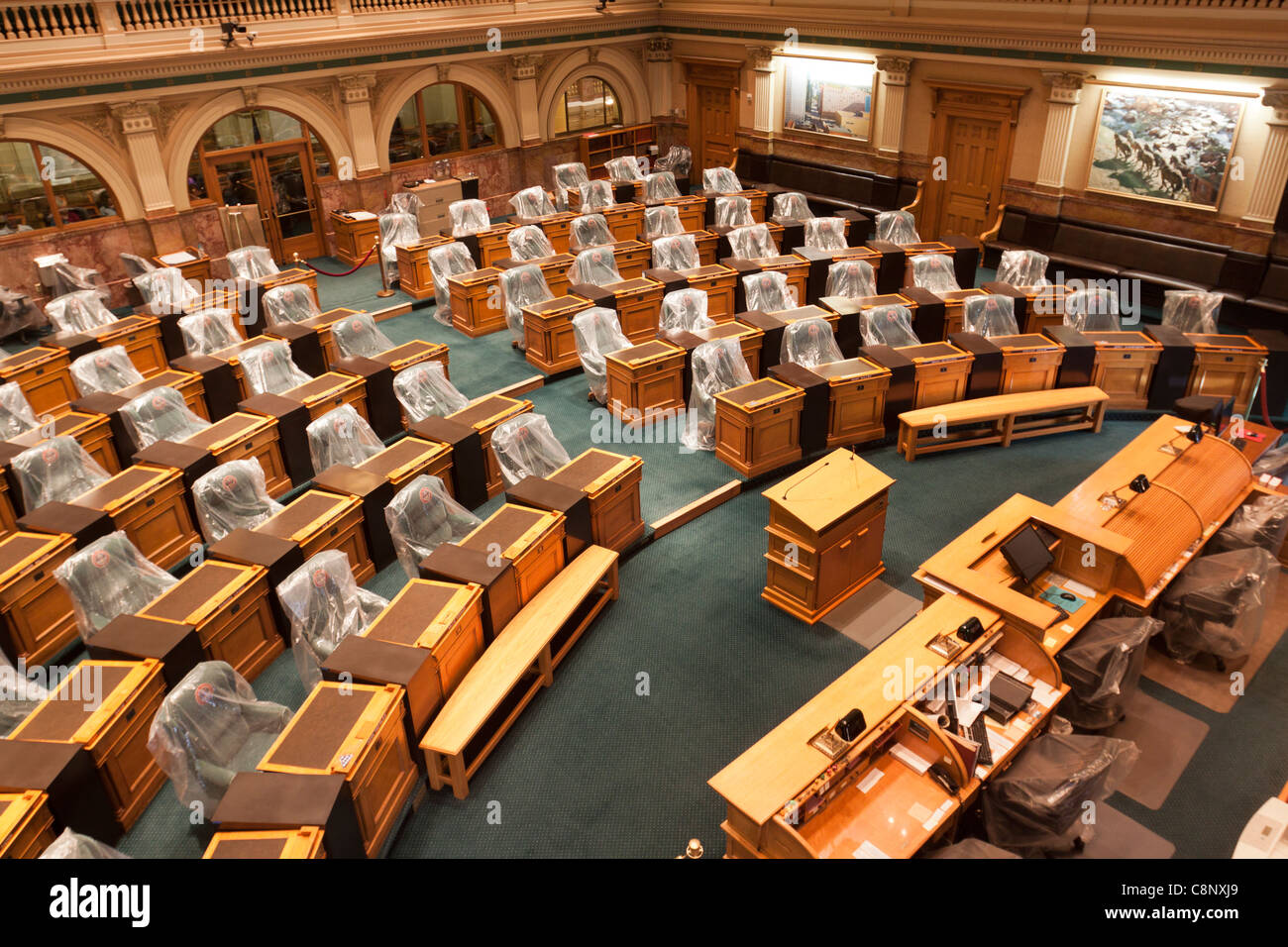 House of Representatives chamber inside Colorado state capitol building in Denver Stock Photo