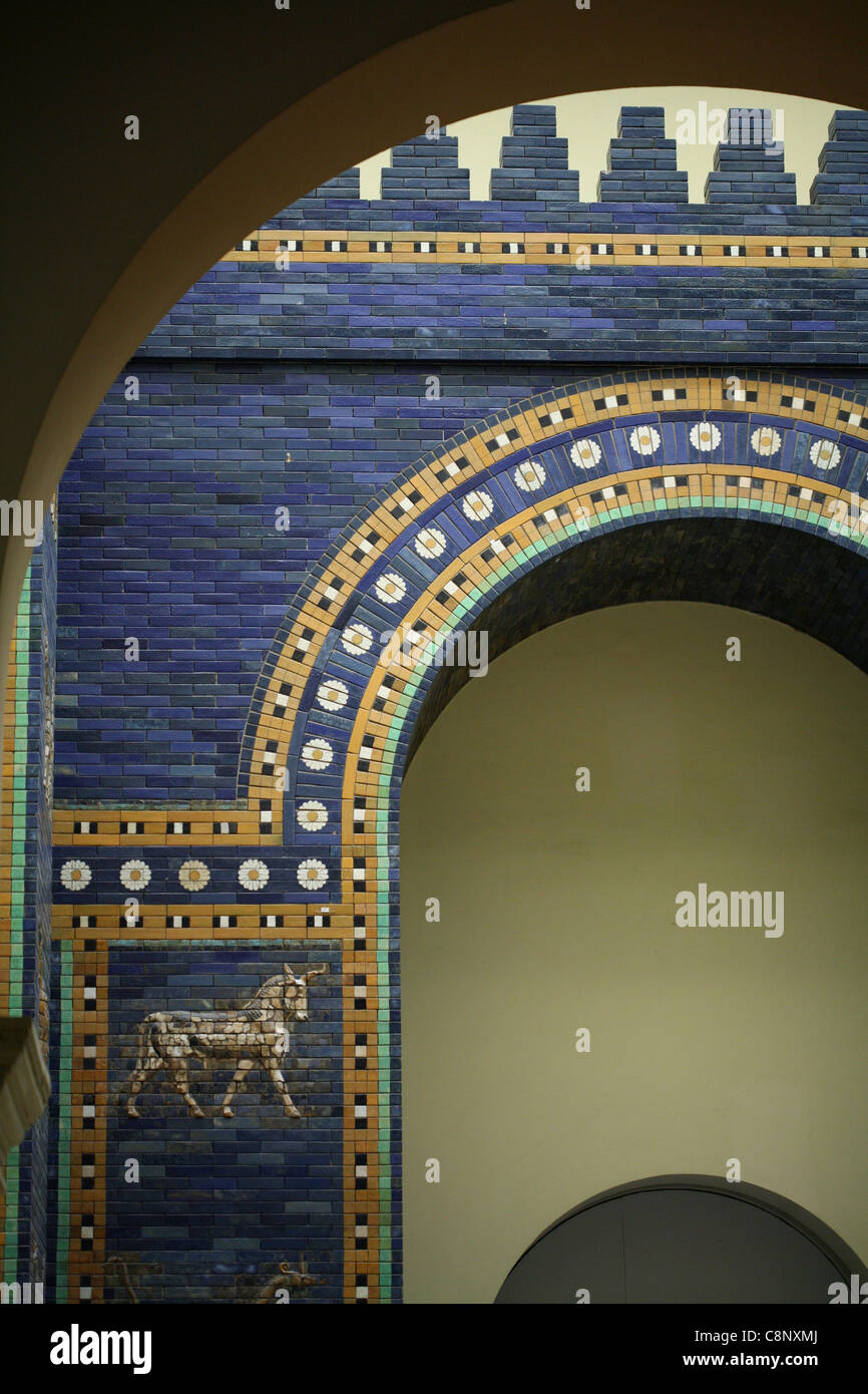 Ishtar Gate from Babylon in the Pergamon Museum in Berlin, Germany. Stock Photo