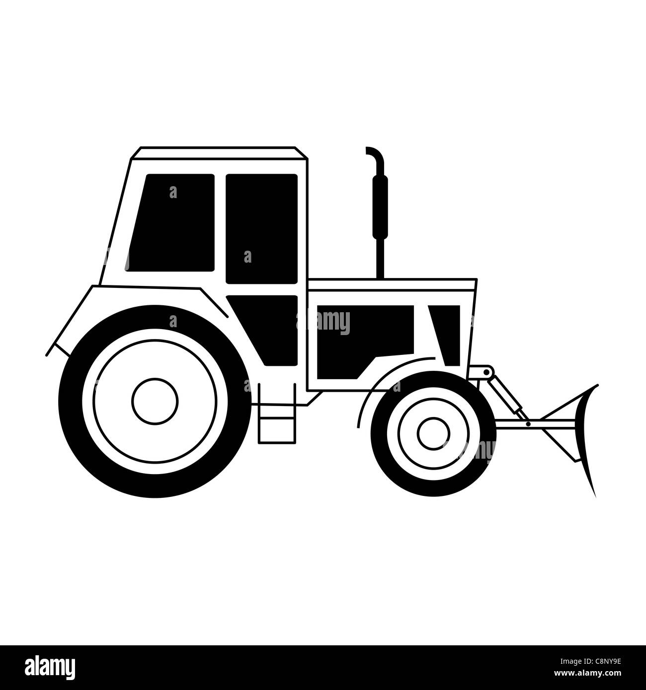 vector illustration with a tractor Stock Photo