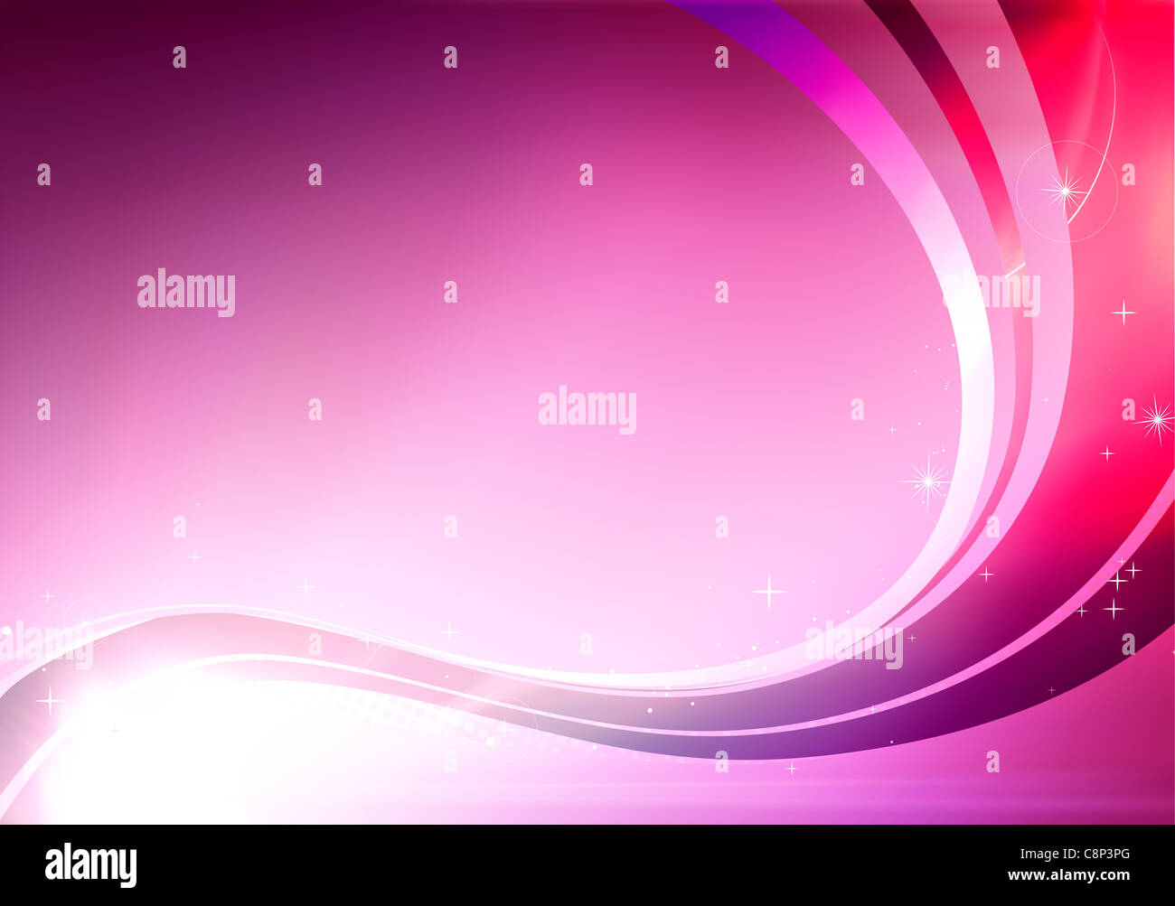illustration of pink abstract background made of light splashes and curved lines Stock Photo