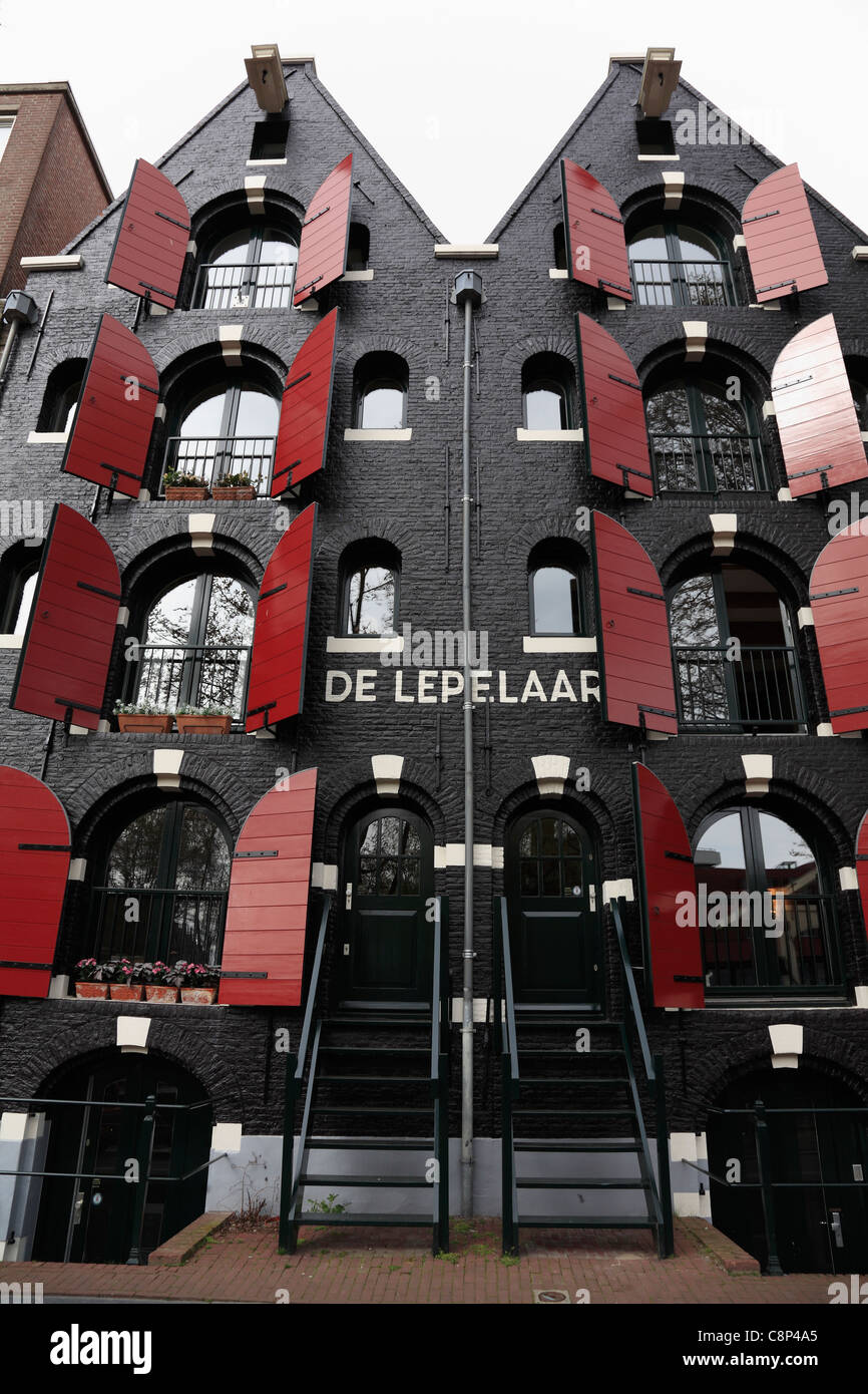 De Lepelaar old warehouse building converted into flats Realengracht Realeneiland Western Islands Amsterdam Holland Netherlands Stock Photo