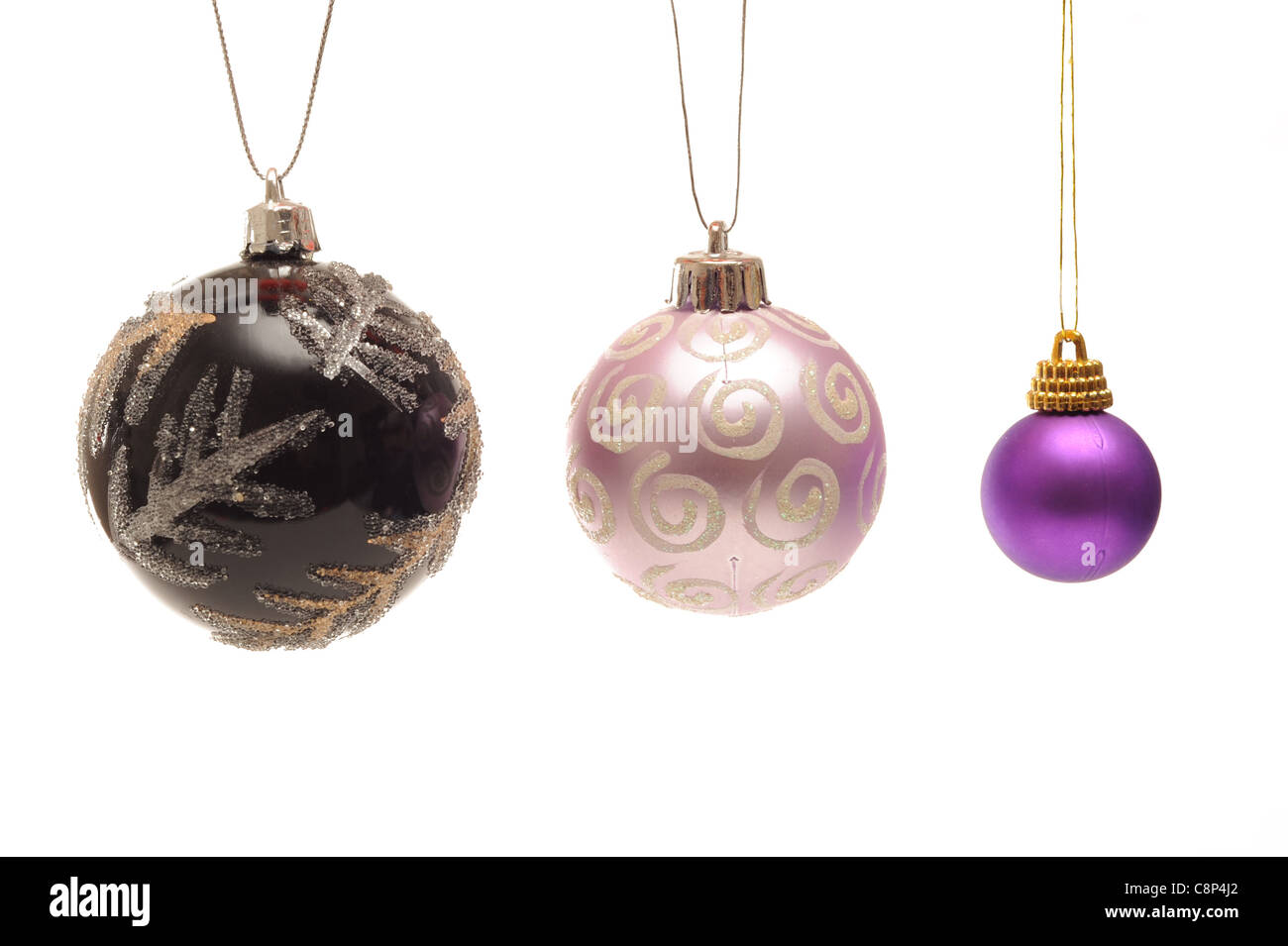 Christmas Baubles on white background Stock Photo
