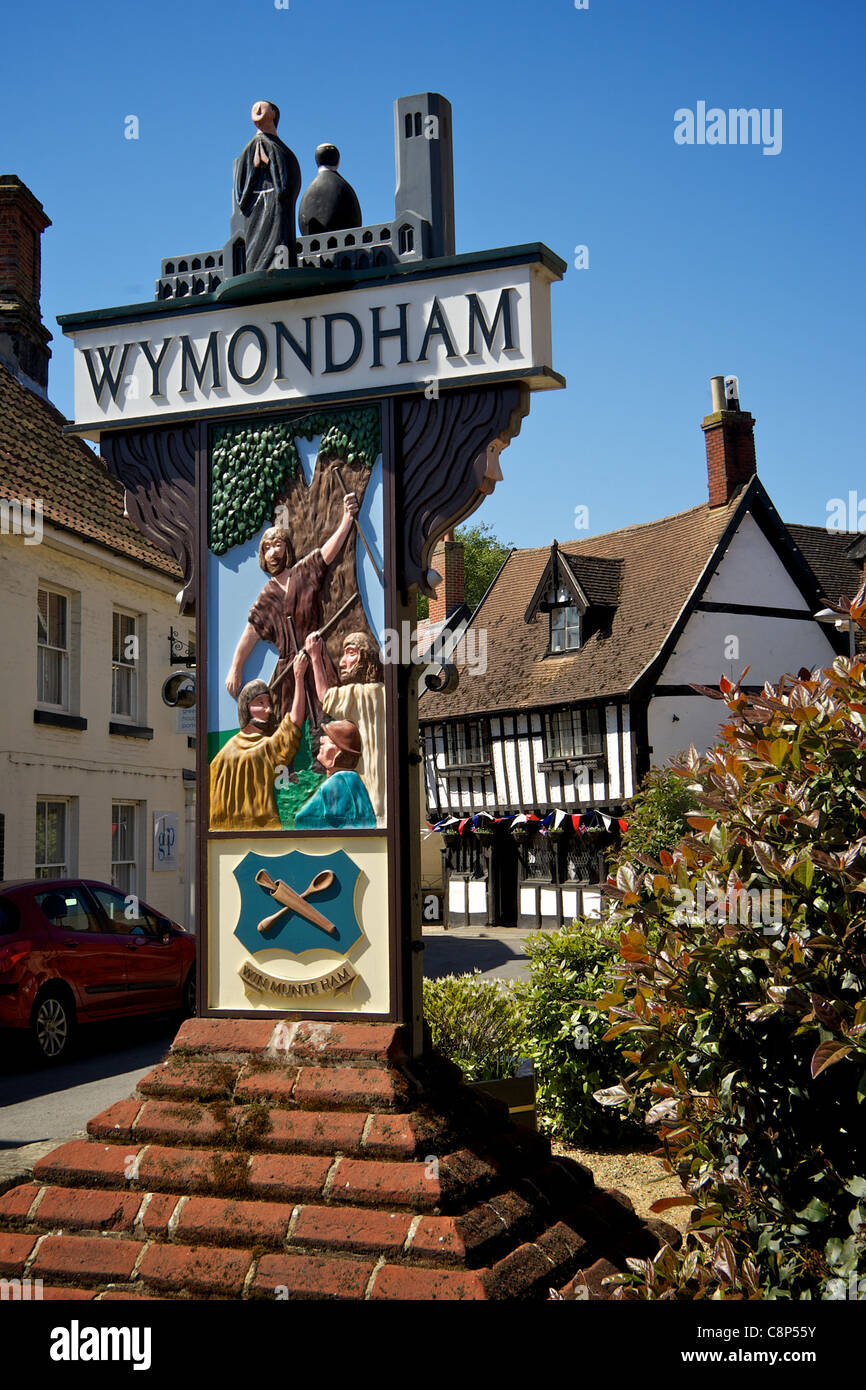 Wymondham town sign, Norfolk Stock Photo Alamy
