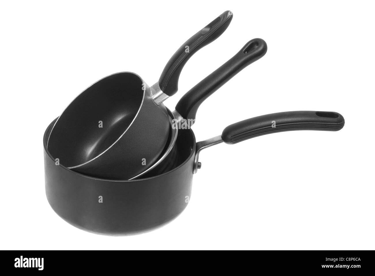 Stack of Saucepans Stock Photo