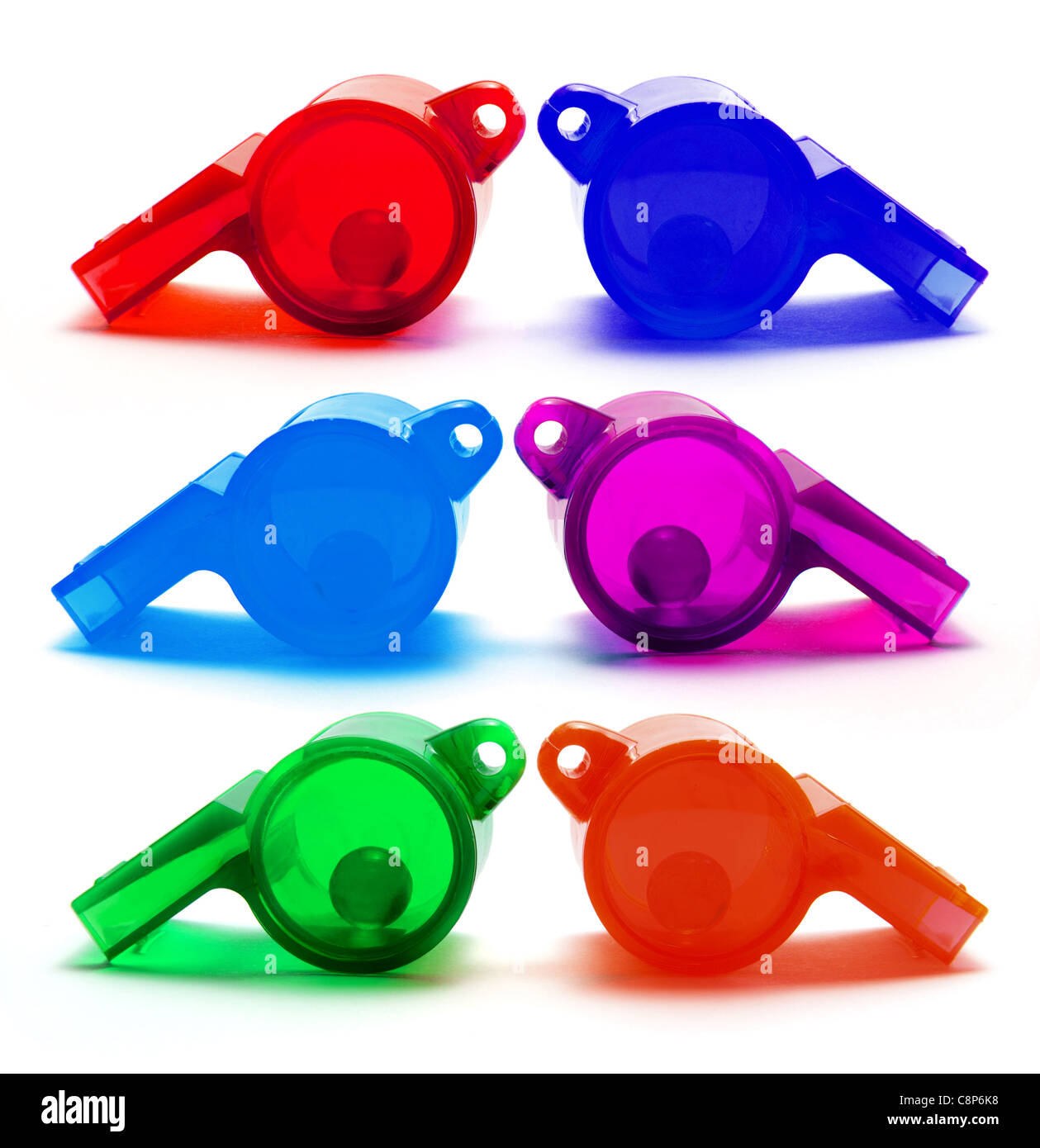 Plastic Whistles Stock Photo