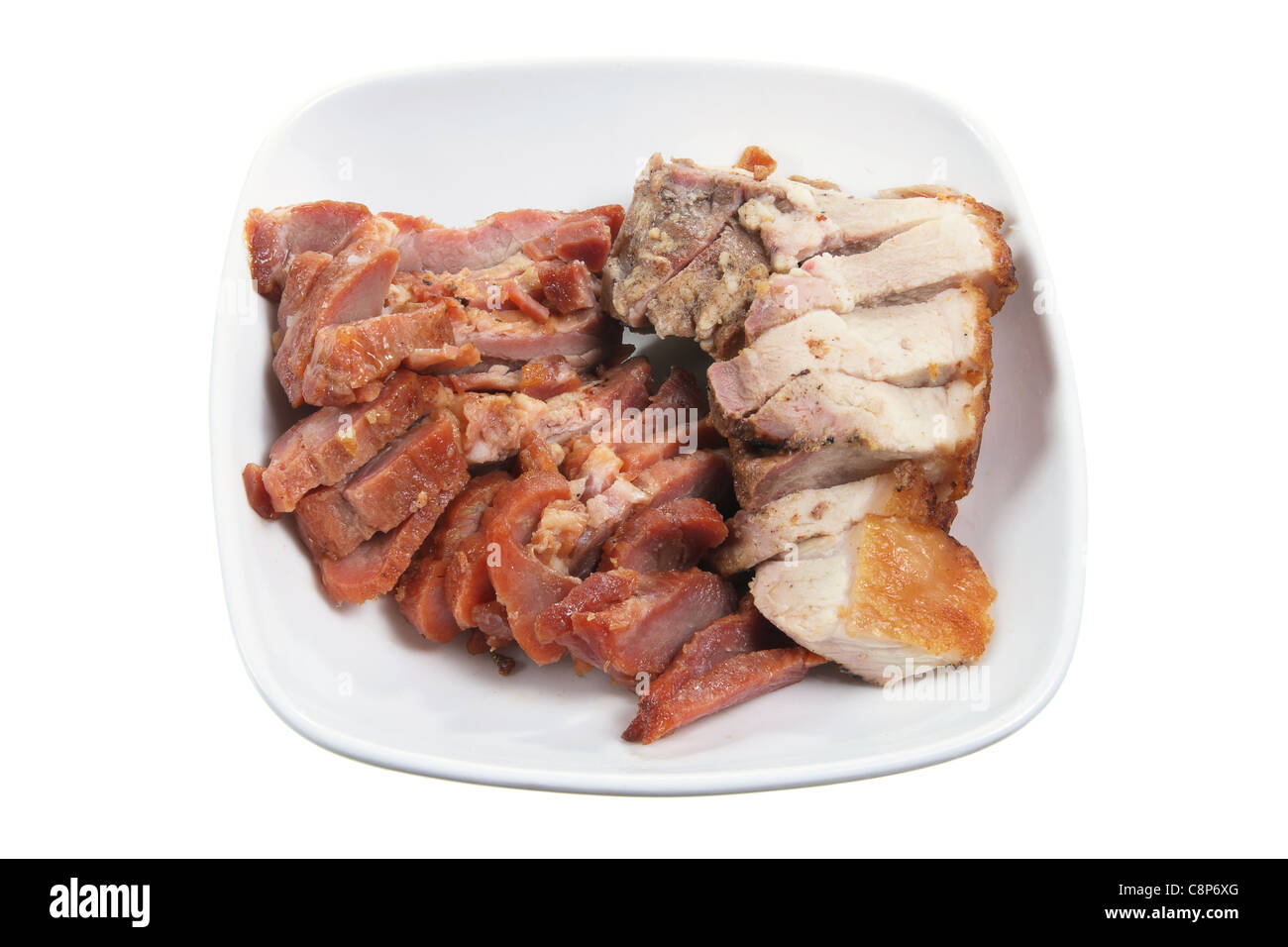 Plate of Chinese Barbecued Pork Stock Photo