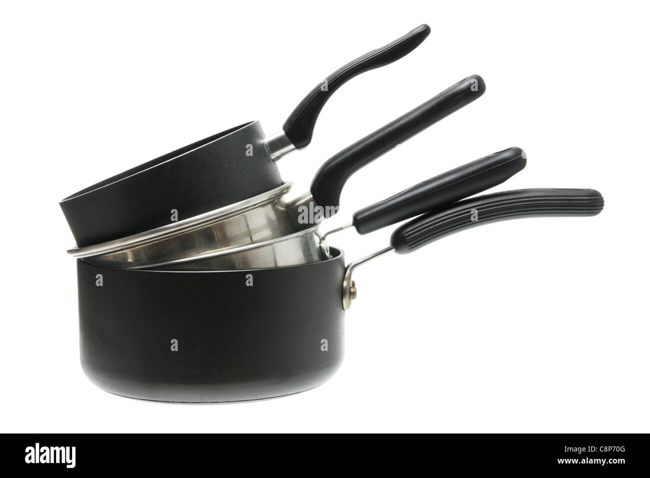 Stack of Saucepans Stock Photo
