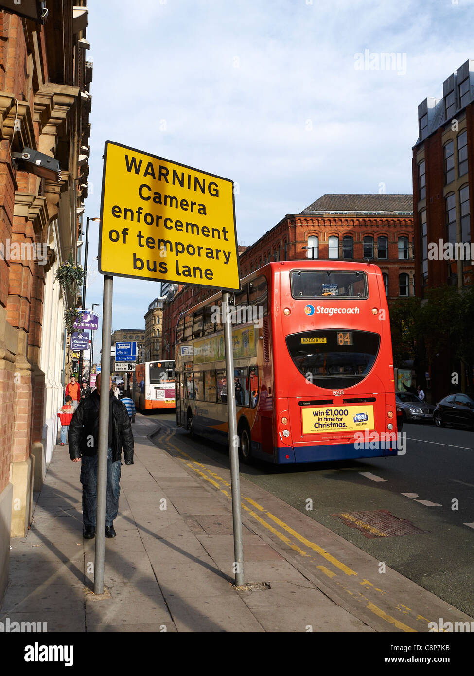 Buslane city camera enforcement temporary copy space england illegal road hires stock