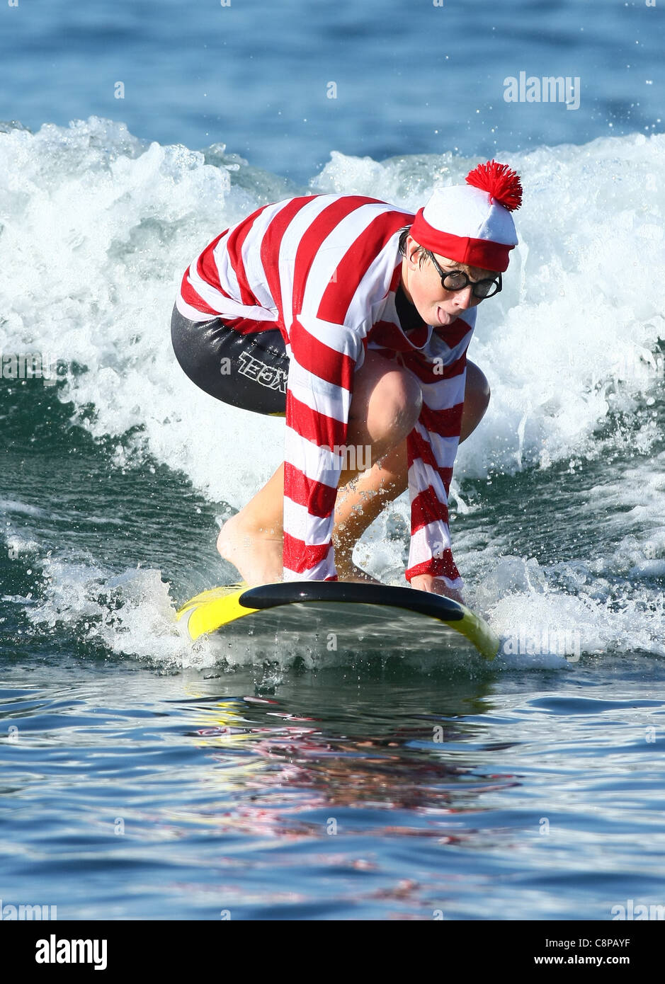 SURFER AS WHERE'S WALLY BLACKIE'S HALLOWEEN COSTUME SURF CONTEST 2011