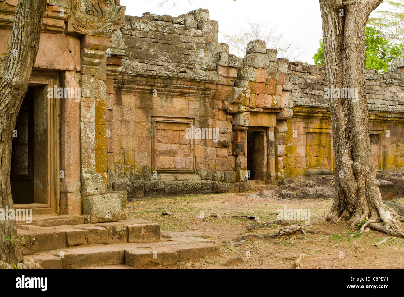 rear entrance of prasat hin phanom rung khmer temple ruins in Thailand Stock Photo