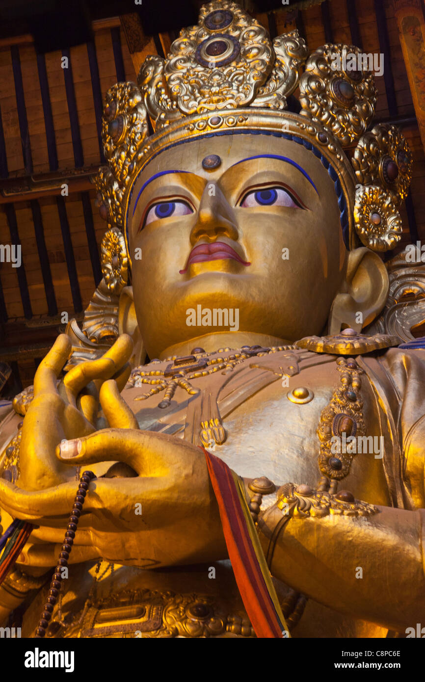 Famous gold Buddhist statue at the Gandantegchinlen Monastery in Ulan
