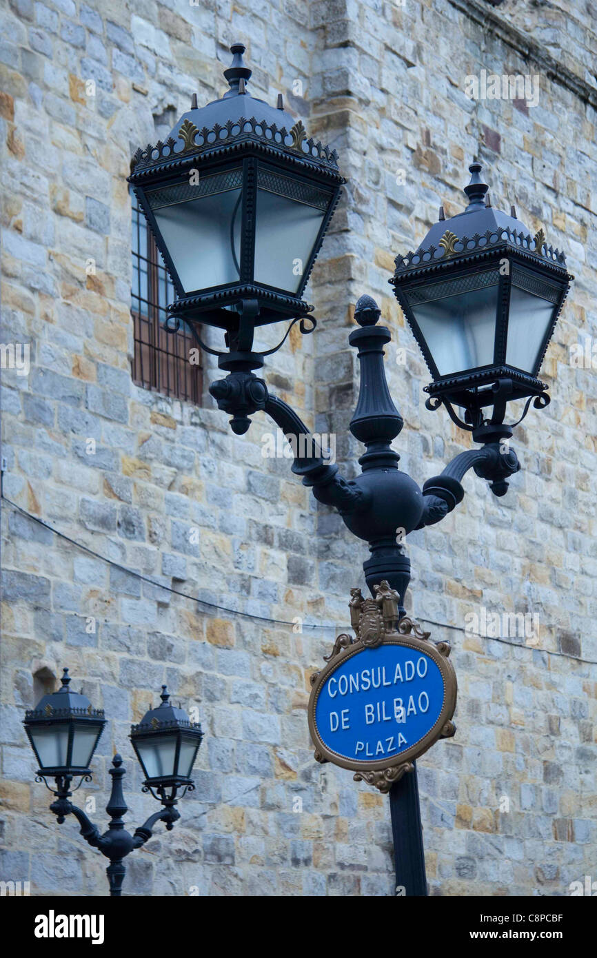 Basque Language Street Sign Old plaza sign hi-res stock photography and images - Alamy