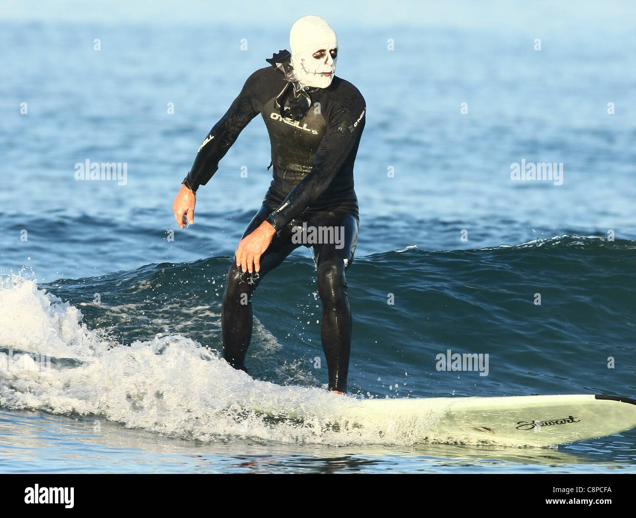 MALE SURFER AS JACK SKELLINGTON BLACKIE'S HALLOWEEN COSTUME SURF CONTEST 2011 ORANGE COUNTY CALIFORNIA USA 29 October 2011 Stock Photo