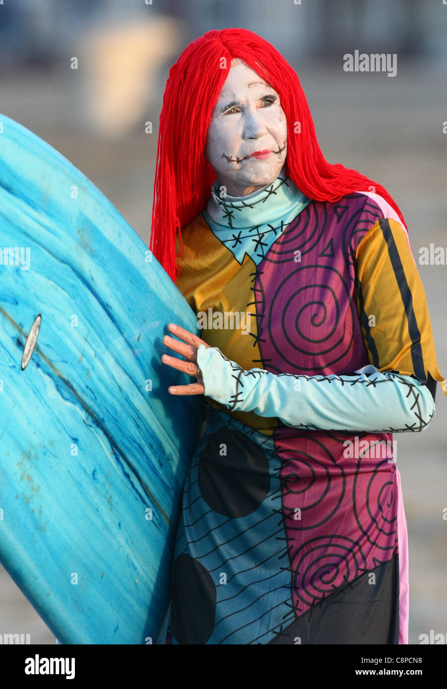 Woman Surfer As Sally From Nightmare Before Christmas Blackie S Stock Photo Alamy