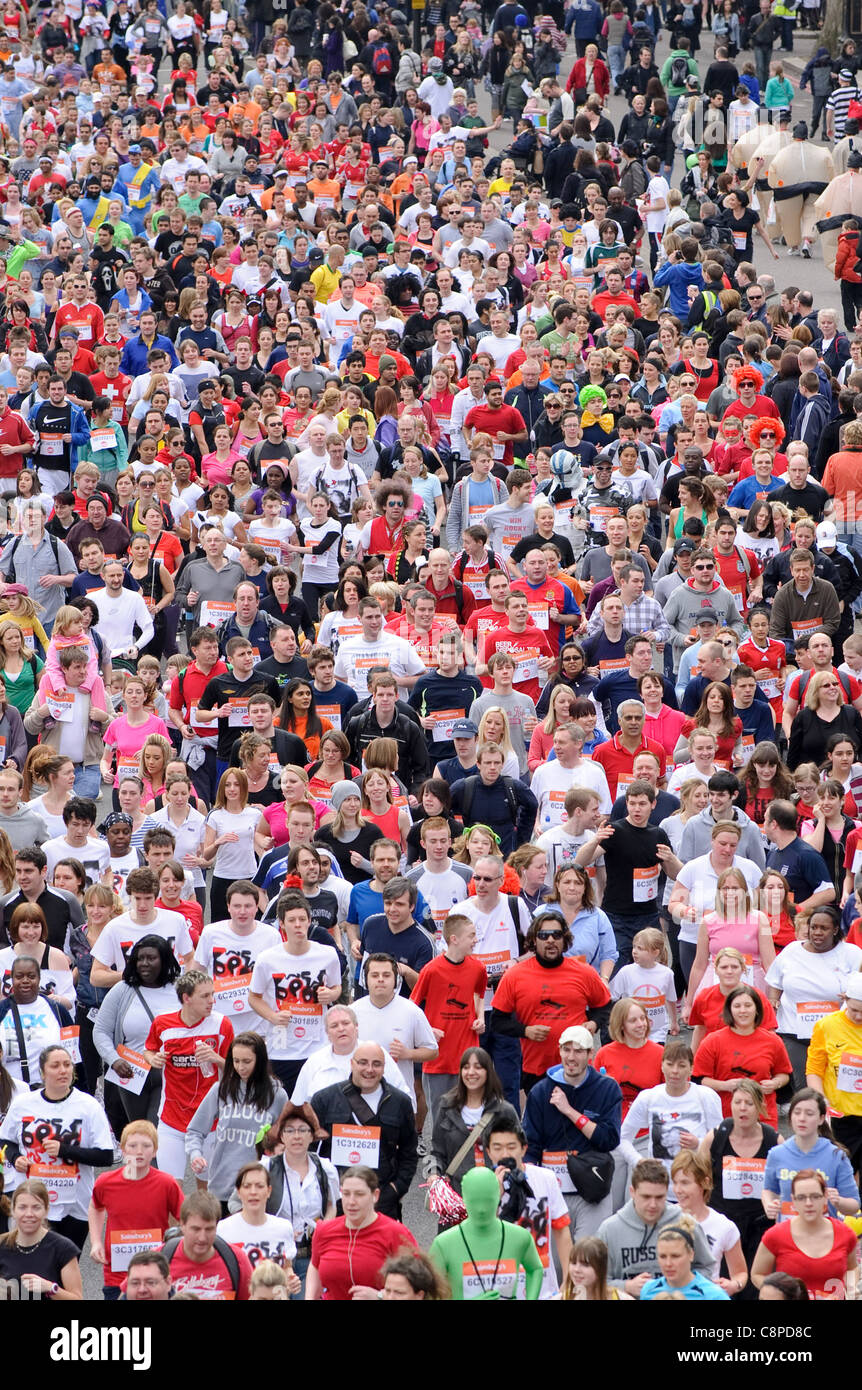 Runners take part in the "Sport Relief Mile", the route starts at