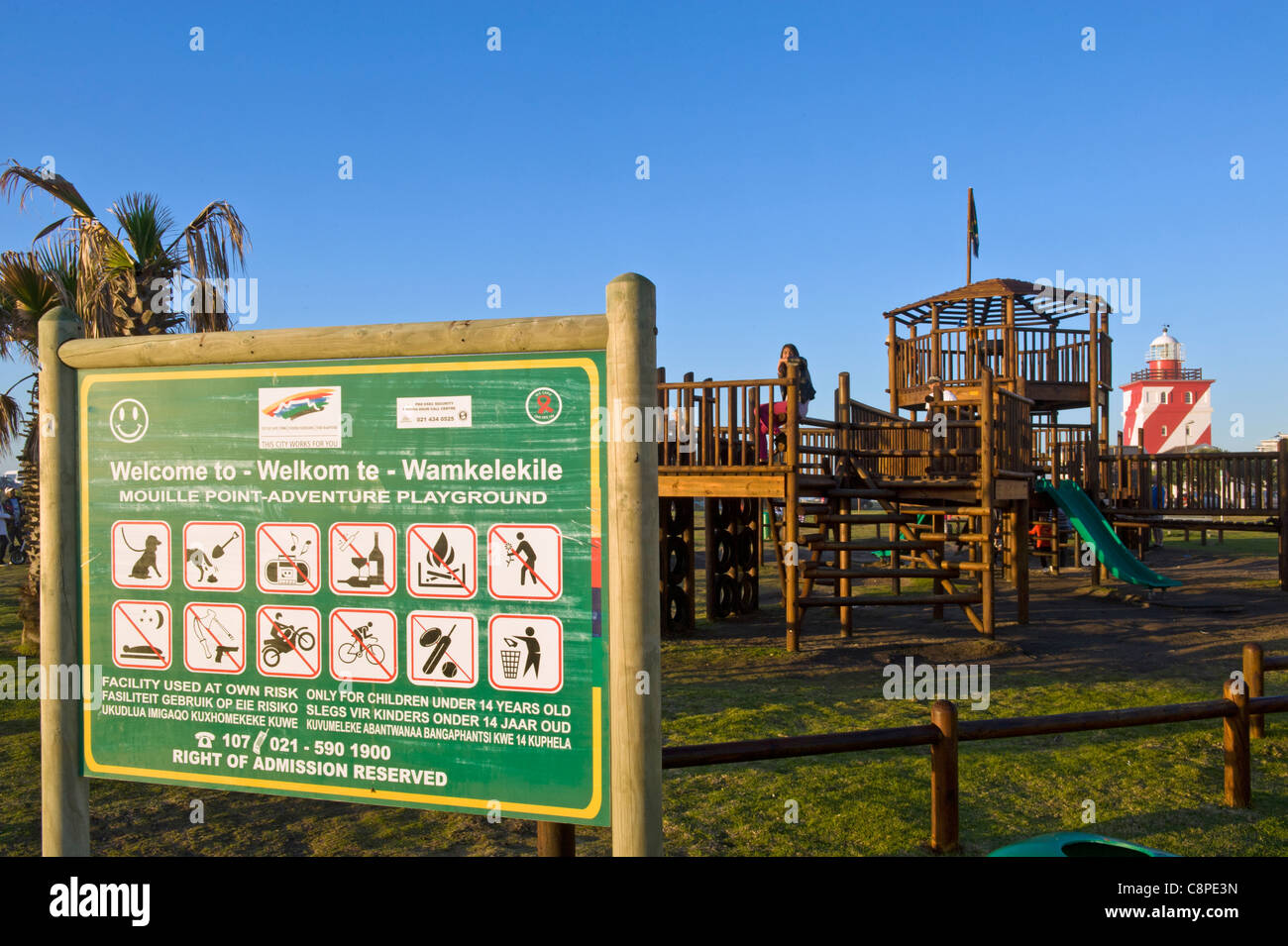 Prohibition sign at childrens palyground in Cape Town South Africa Stock Photo