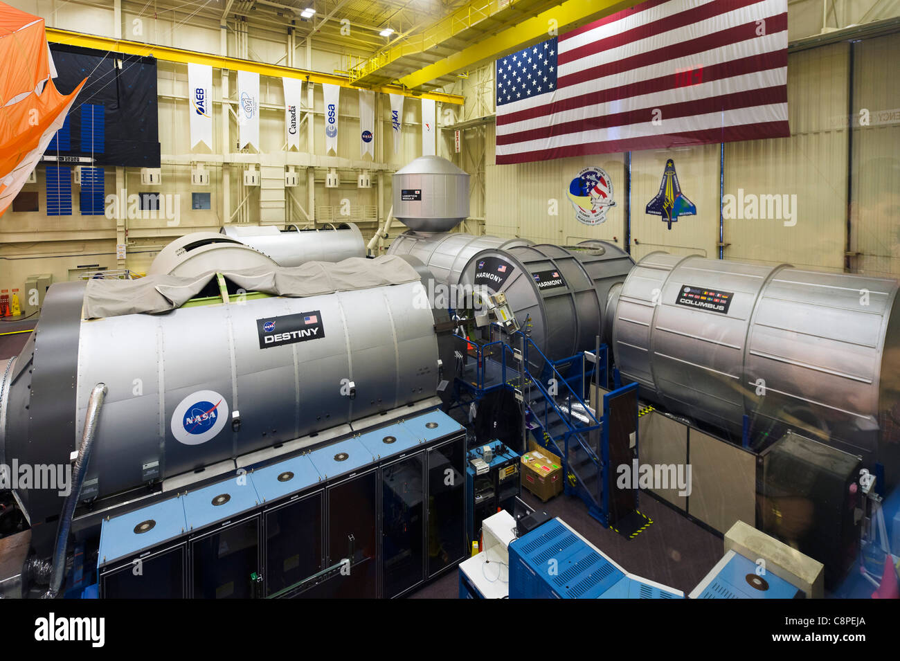 Astronaut training area for International Space Station in Space Vehicle Mockup Facility, Johnson Space Center, Houston, TX, USA Stock Photo