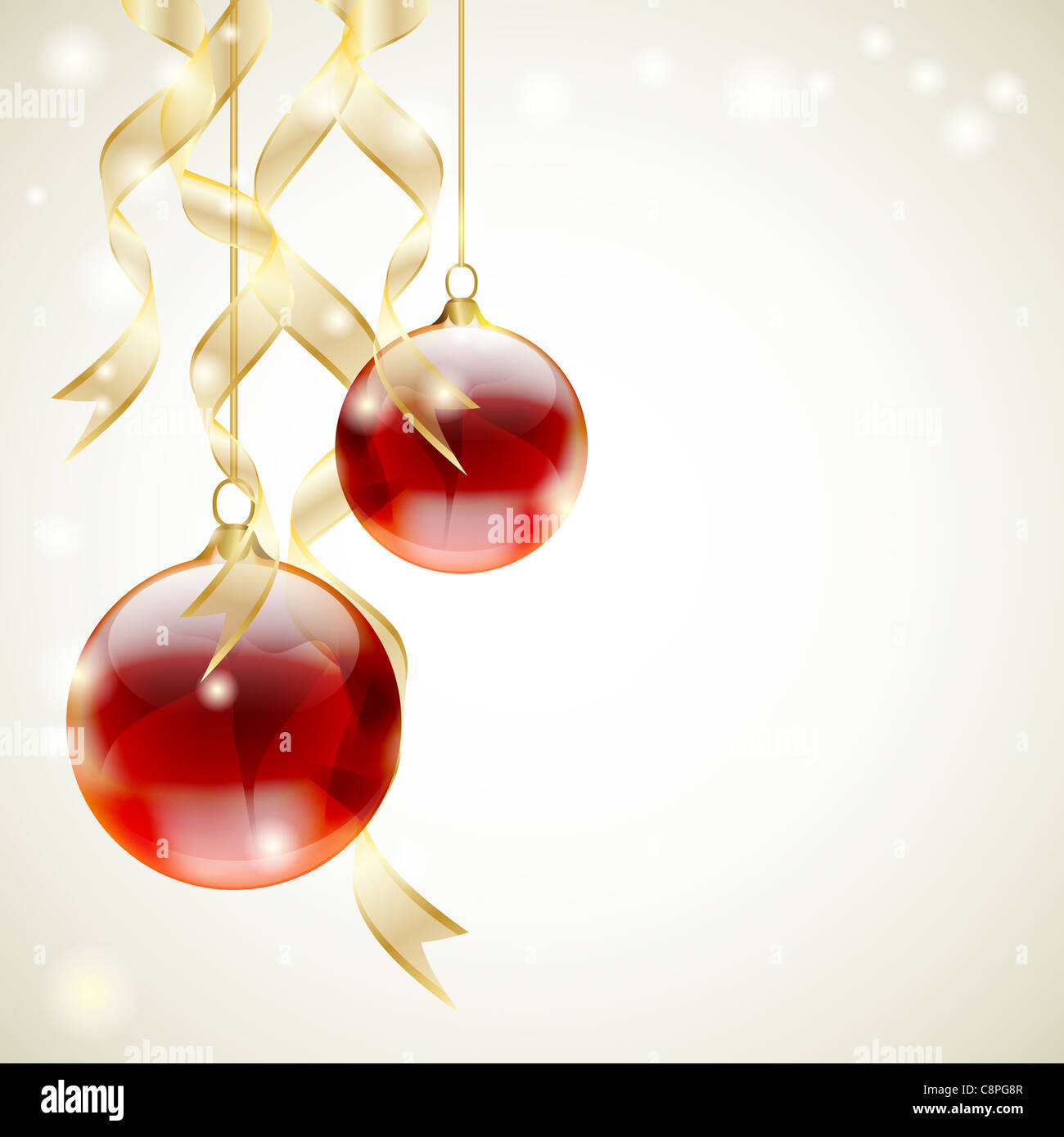 Christmas background with red shiny balls and golden ribbons Stock ...