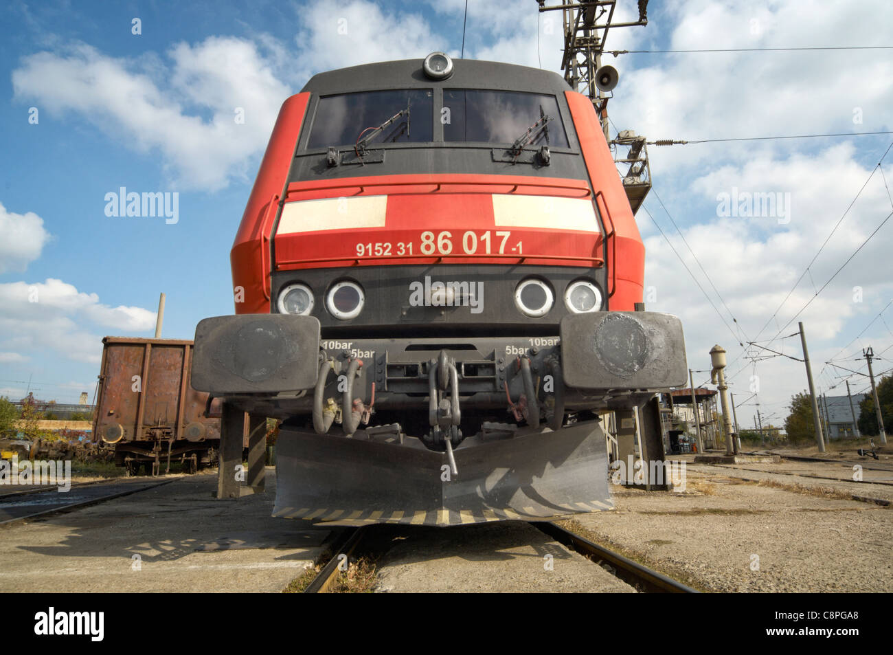 Front View Of A Modern Electrical Locomotive Stock Photo