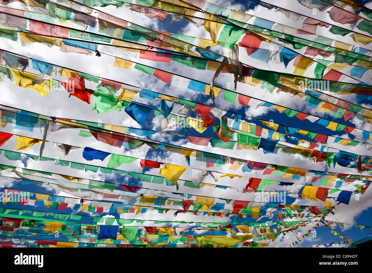 tibet: prayer flags Stock Photo