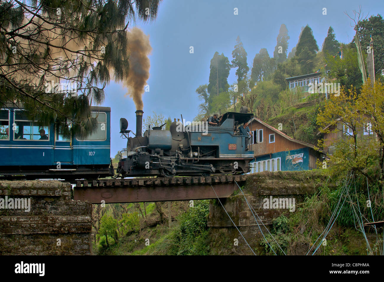 Darjeeling narrow guage train Darjeeling West Bengal India Stock Photo