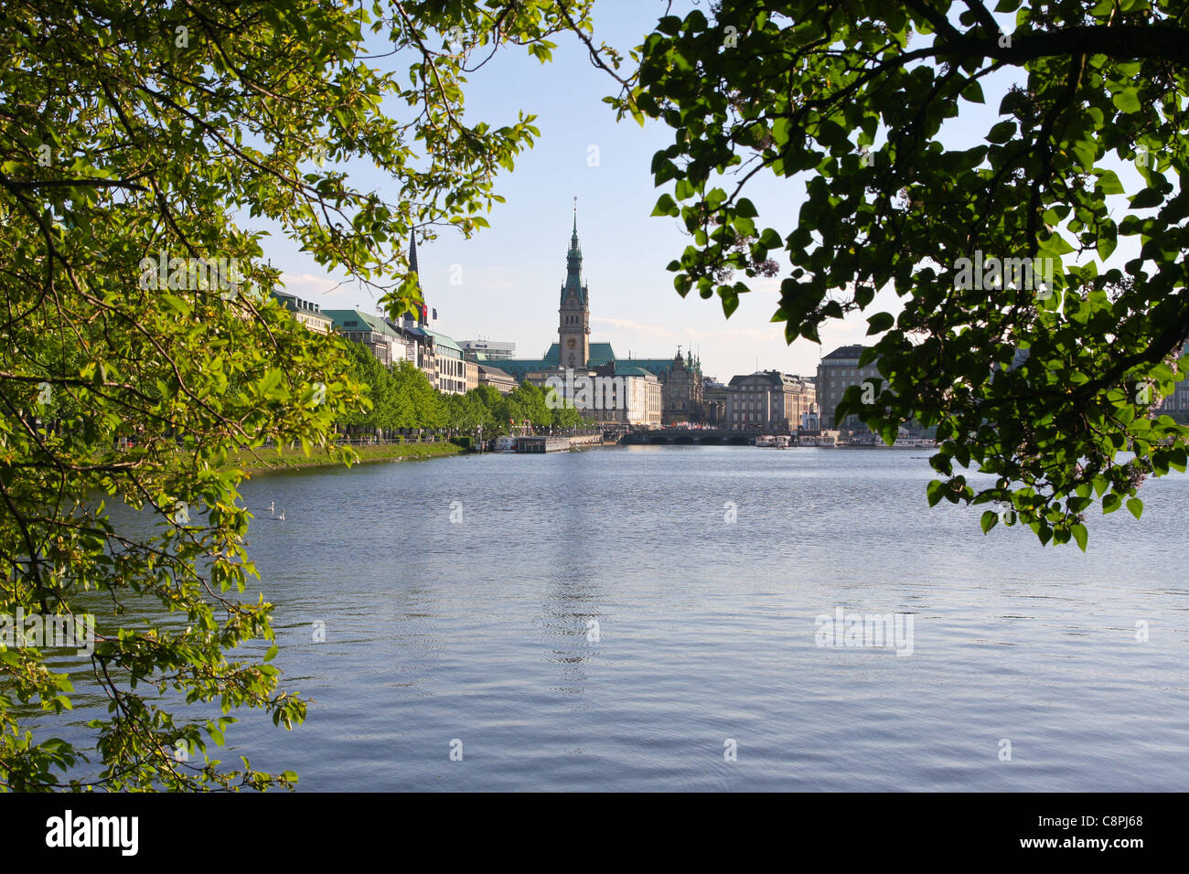 View of the Alster Lake in Hamburg, Germany Stock Photo