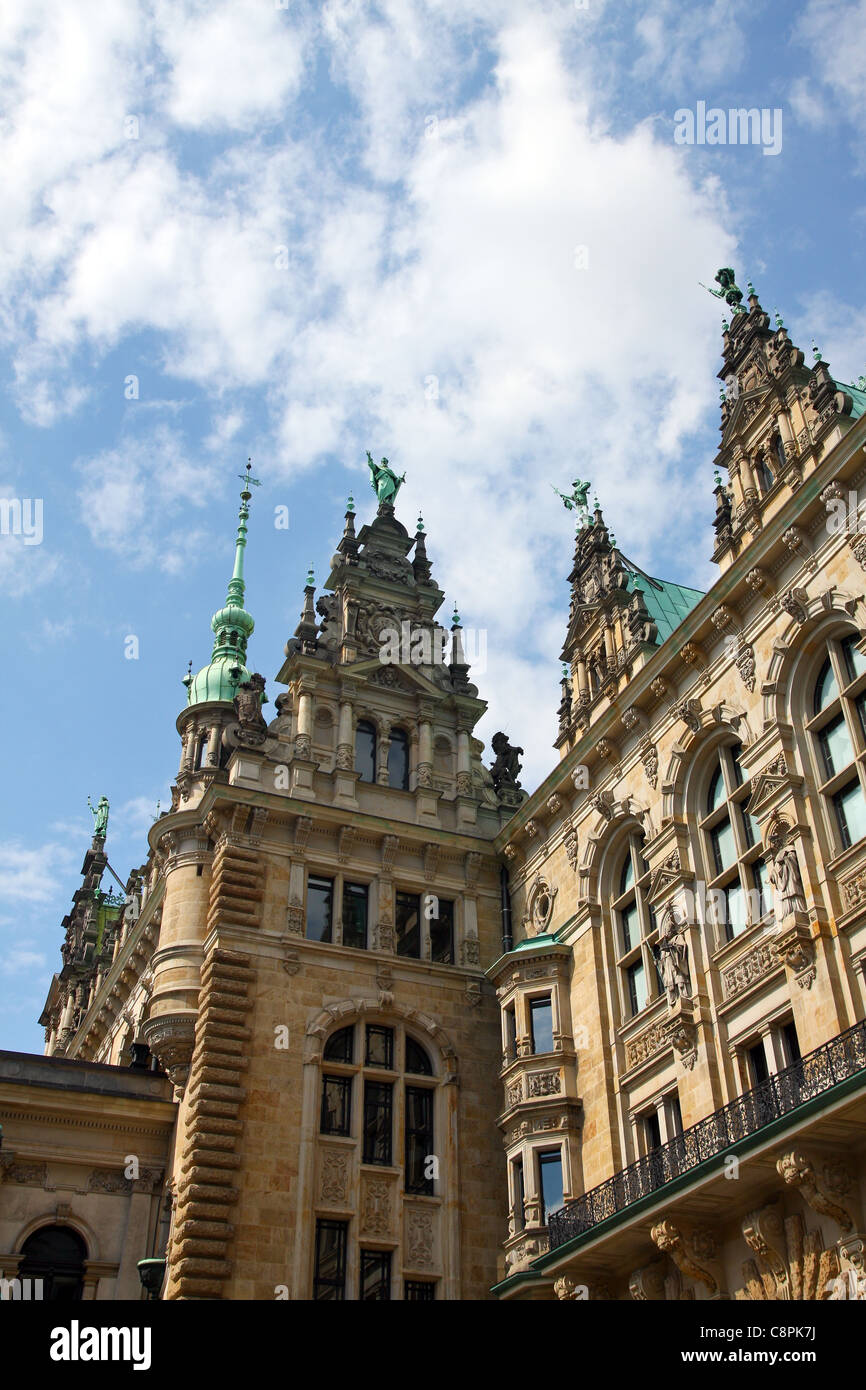 Some architectonical details from the Town-Hall of Hamburg, Germany. Stock Photo
