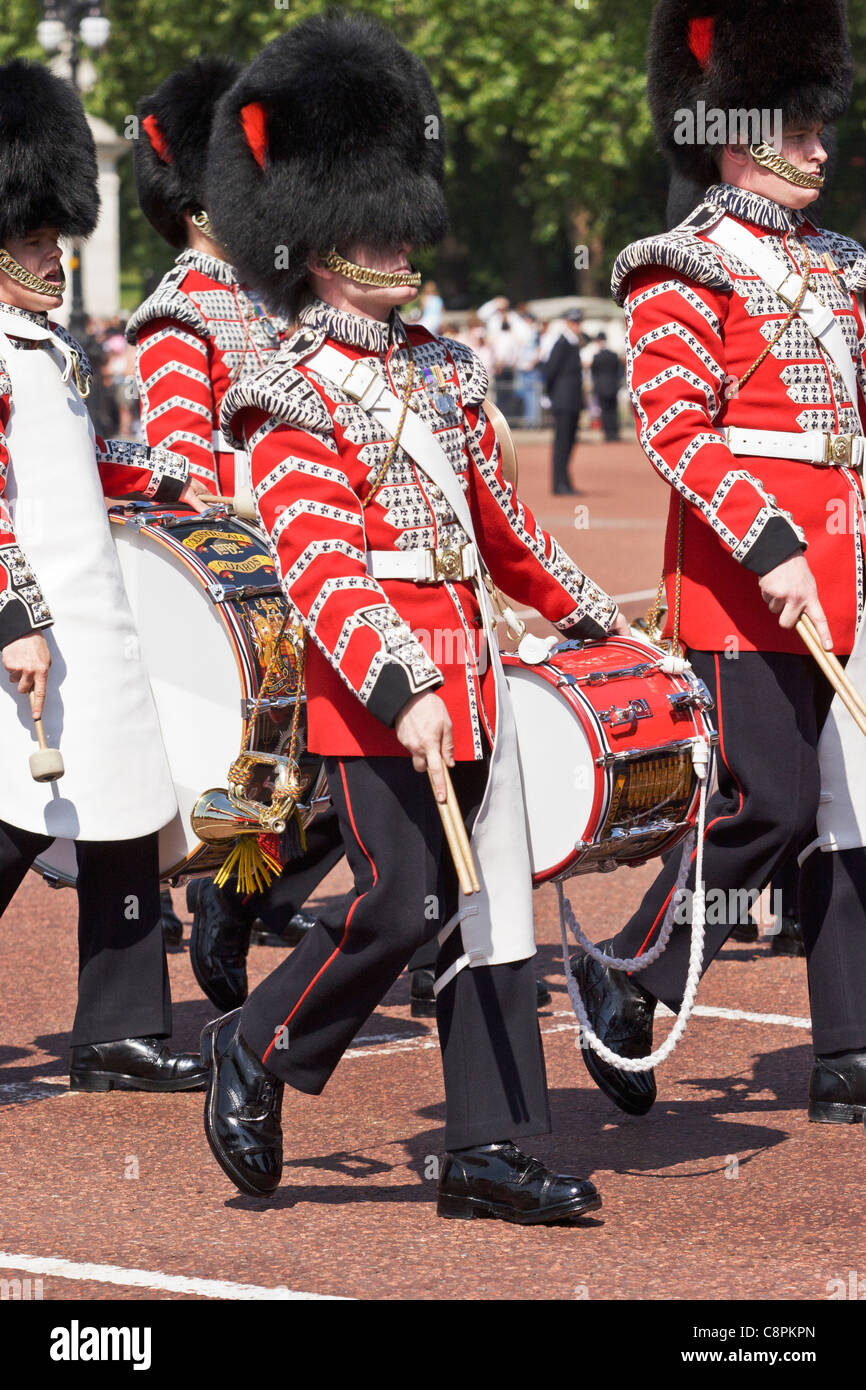 Drummers of the Corps of Drums, Irish Guards, Buckingham Palace Stock
