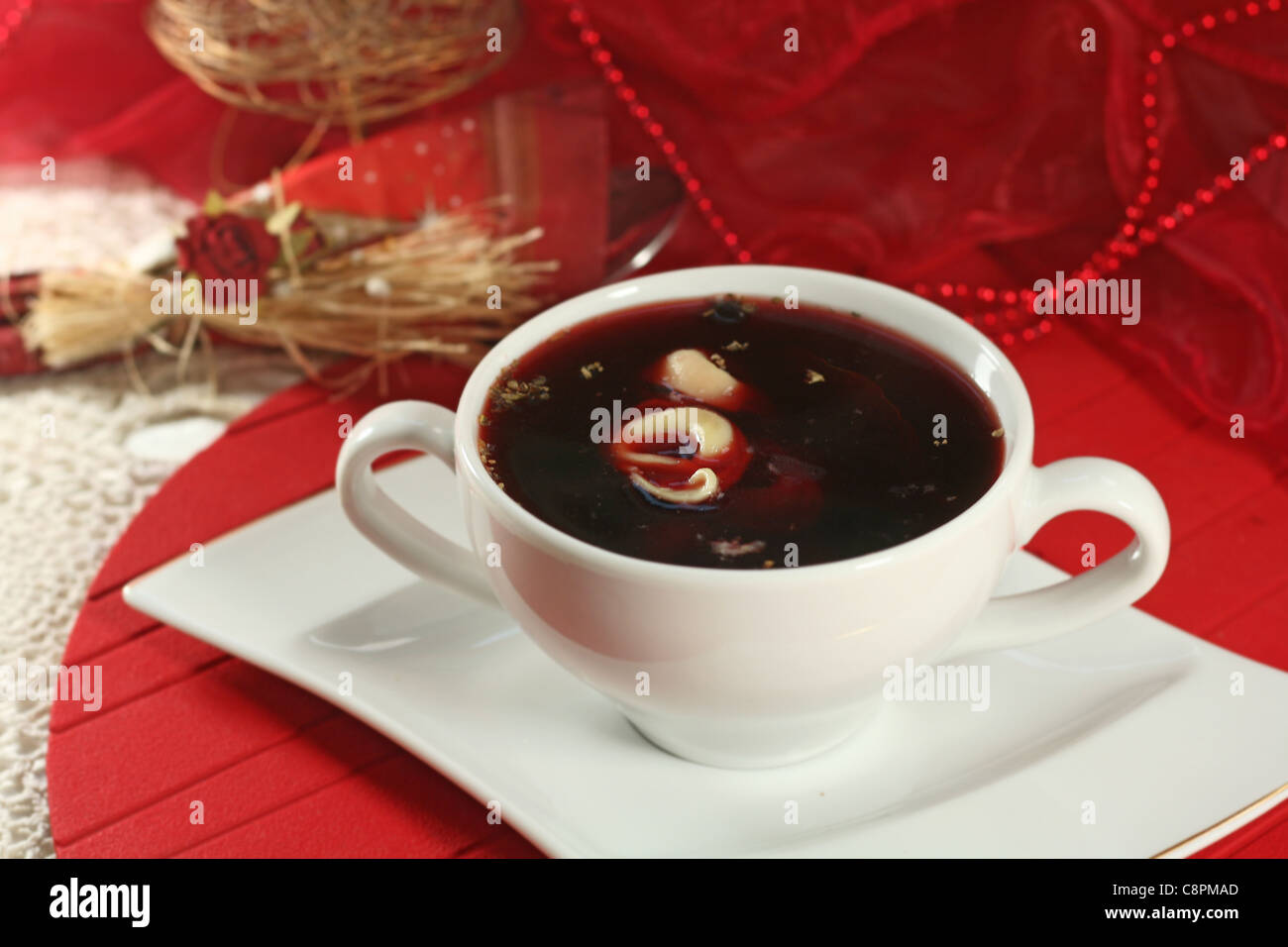 red borsch - traditional christmas eve soup Stock Photo