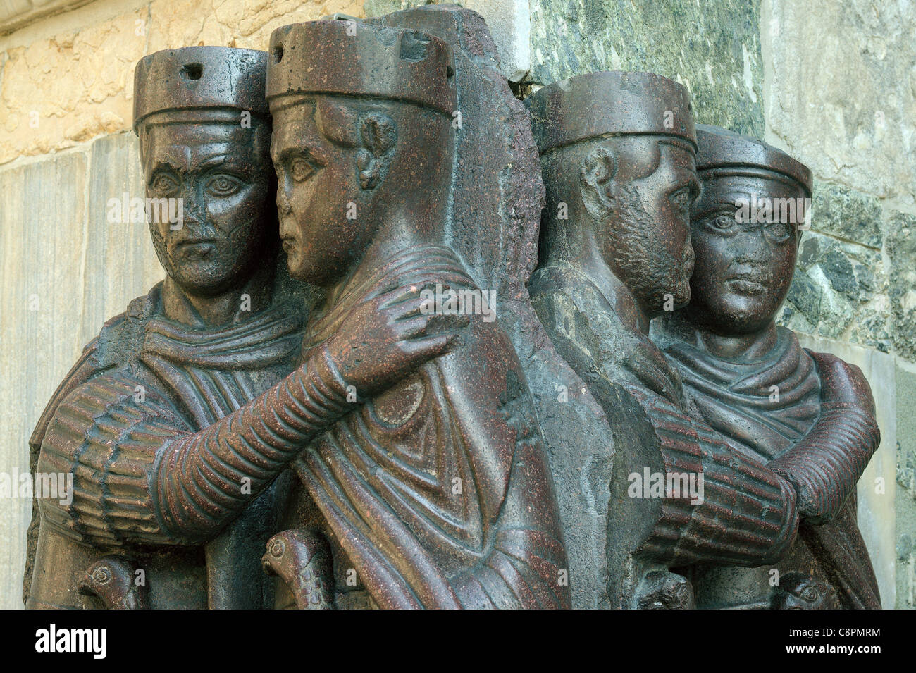 Statue of  four Tetrarchs Roman emperors Doge's Palace Palazzo Ducale Venice Italy Stock Photo